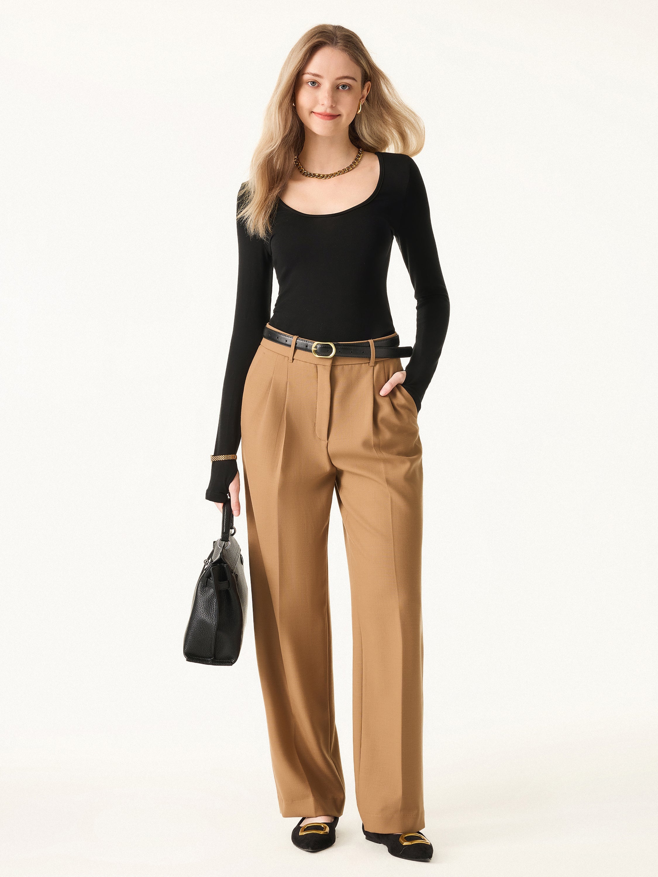 Top essentiel multi-usage en lyocell cachemire manches longues avec trous pour les pouces