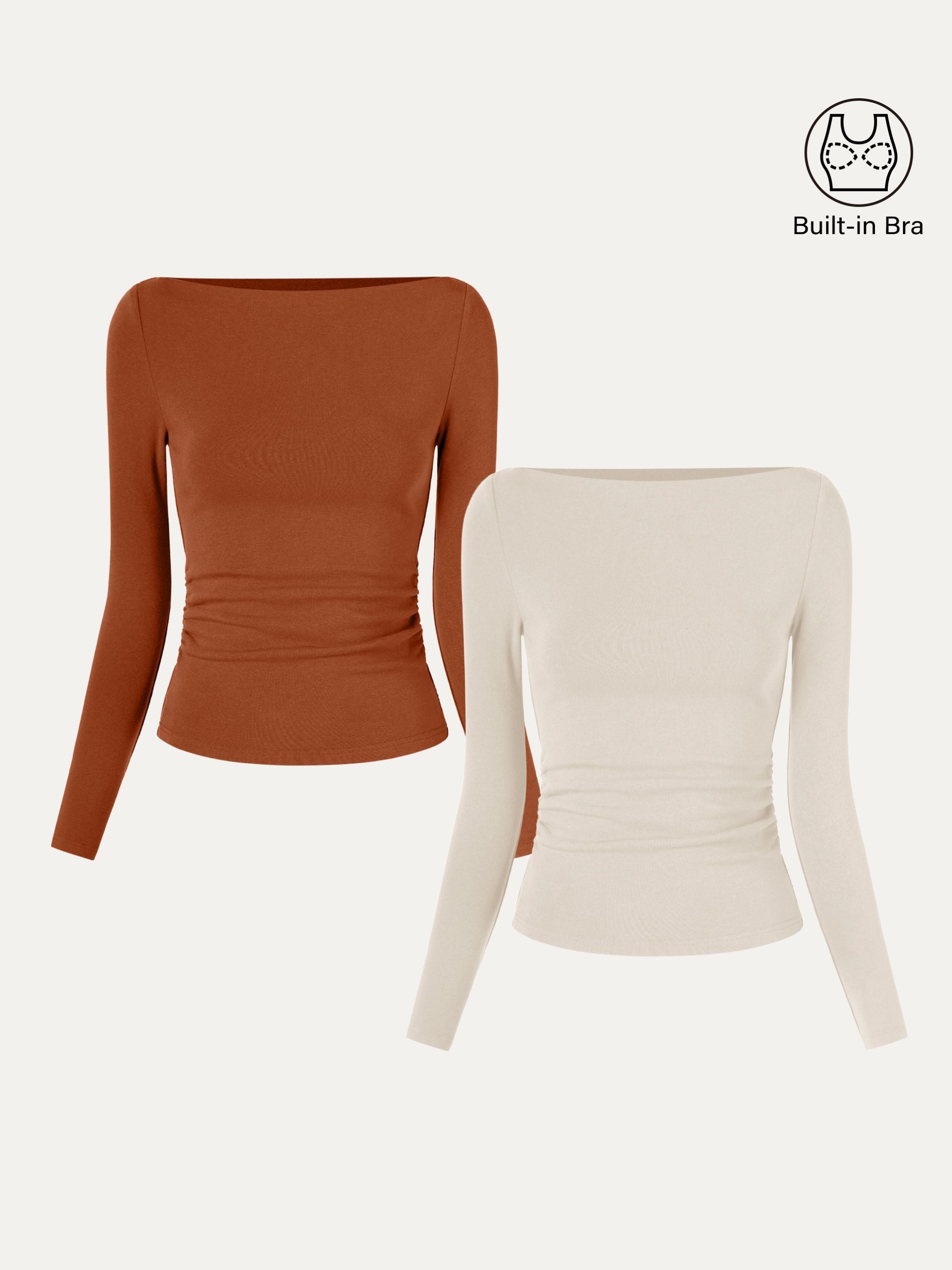 Modern Side Ruched Boatneck Brami Top