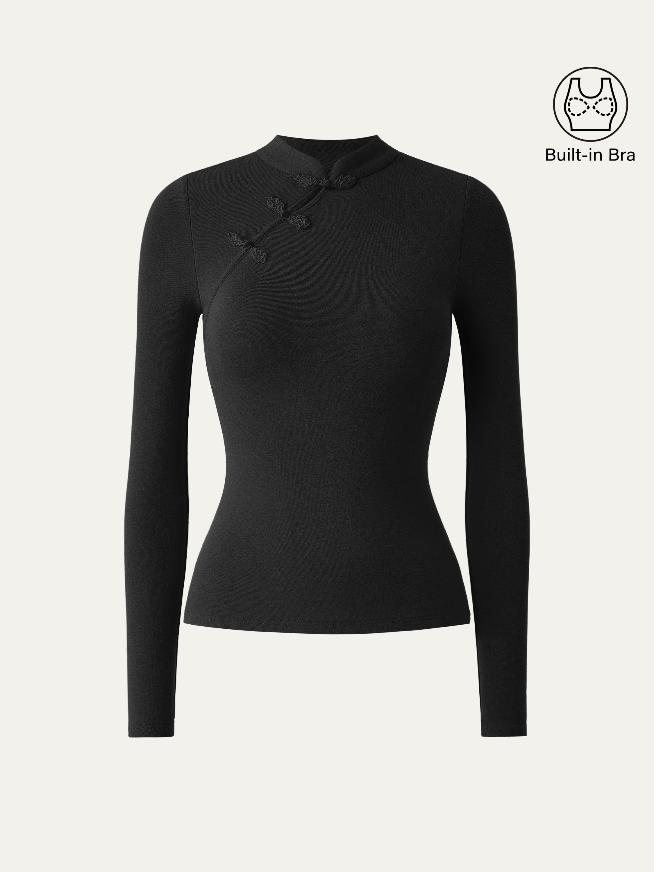 Mandarin Collar Asymmetric Frog Button Brami Top Limited Edition