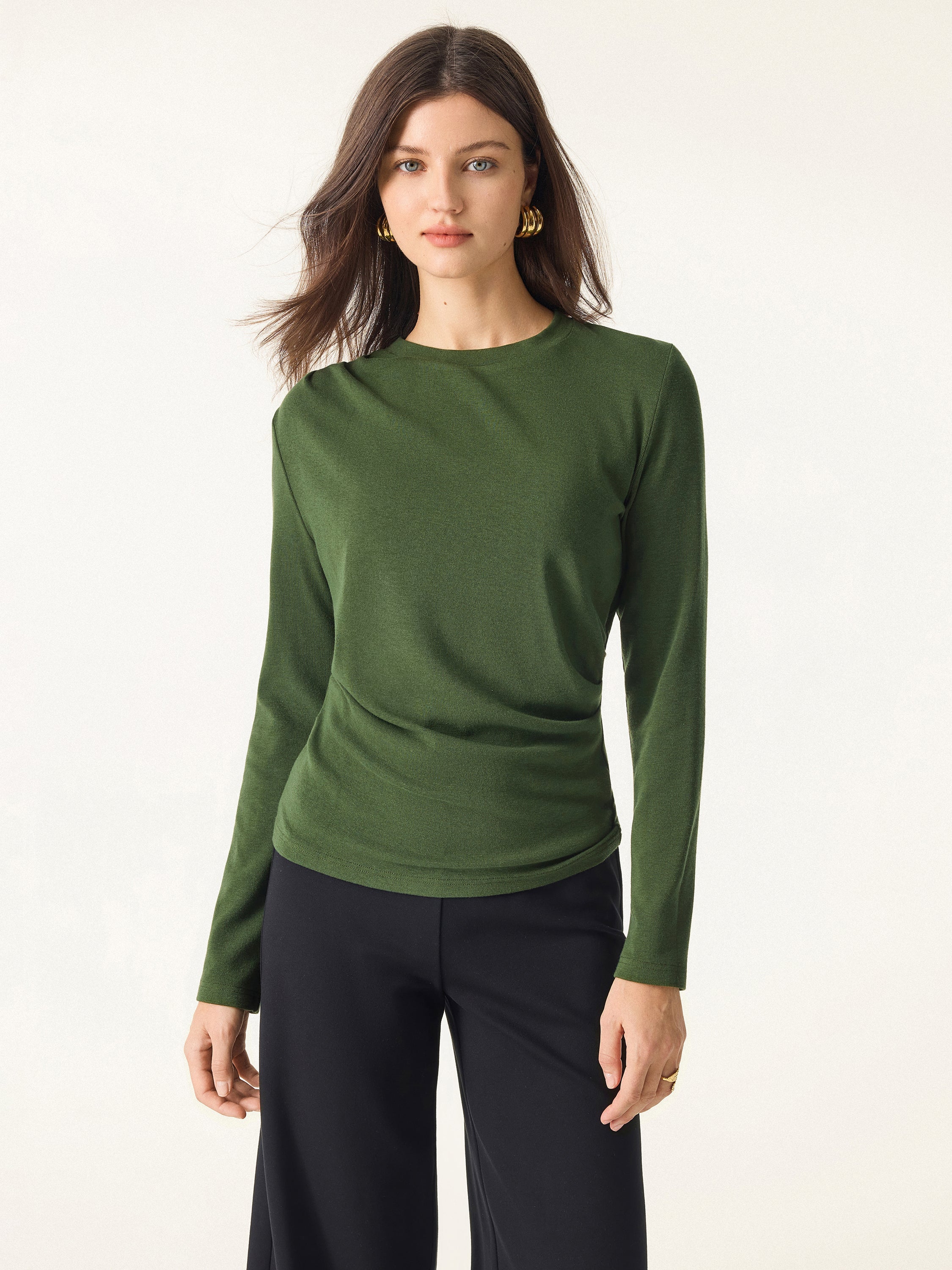 Light Warm Crewneck Tucked Top