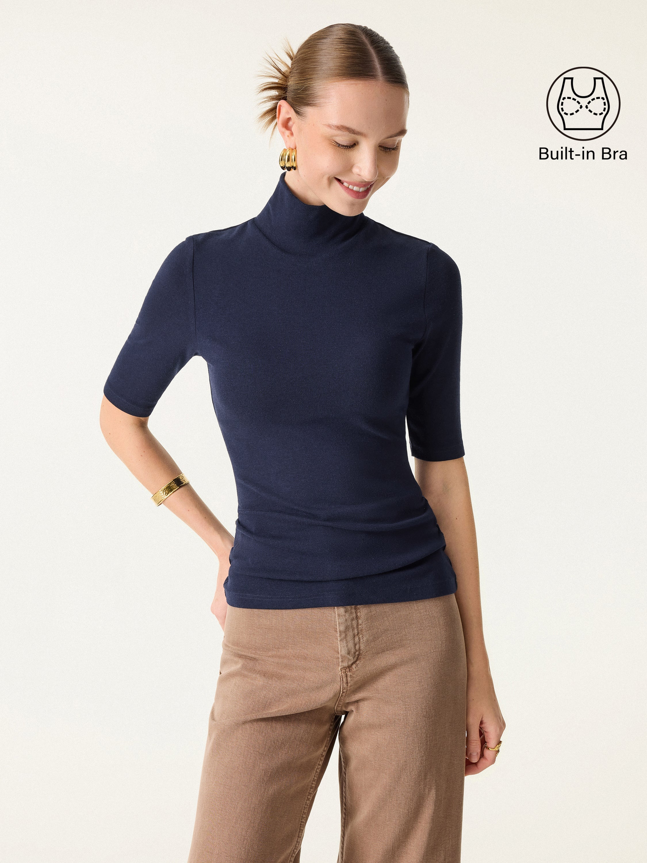 Essential Turtleneck Elbow Length Sleeve Brami