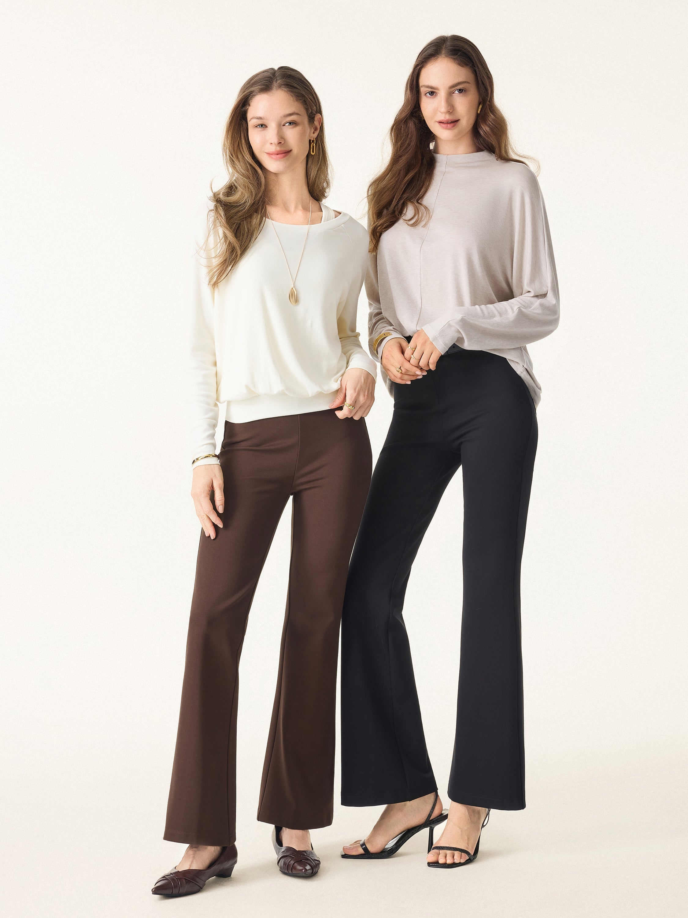 Slimming Ponte High Rise Pull-on Flared Pants