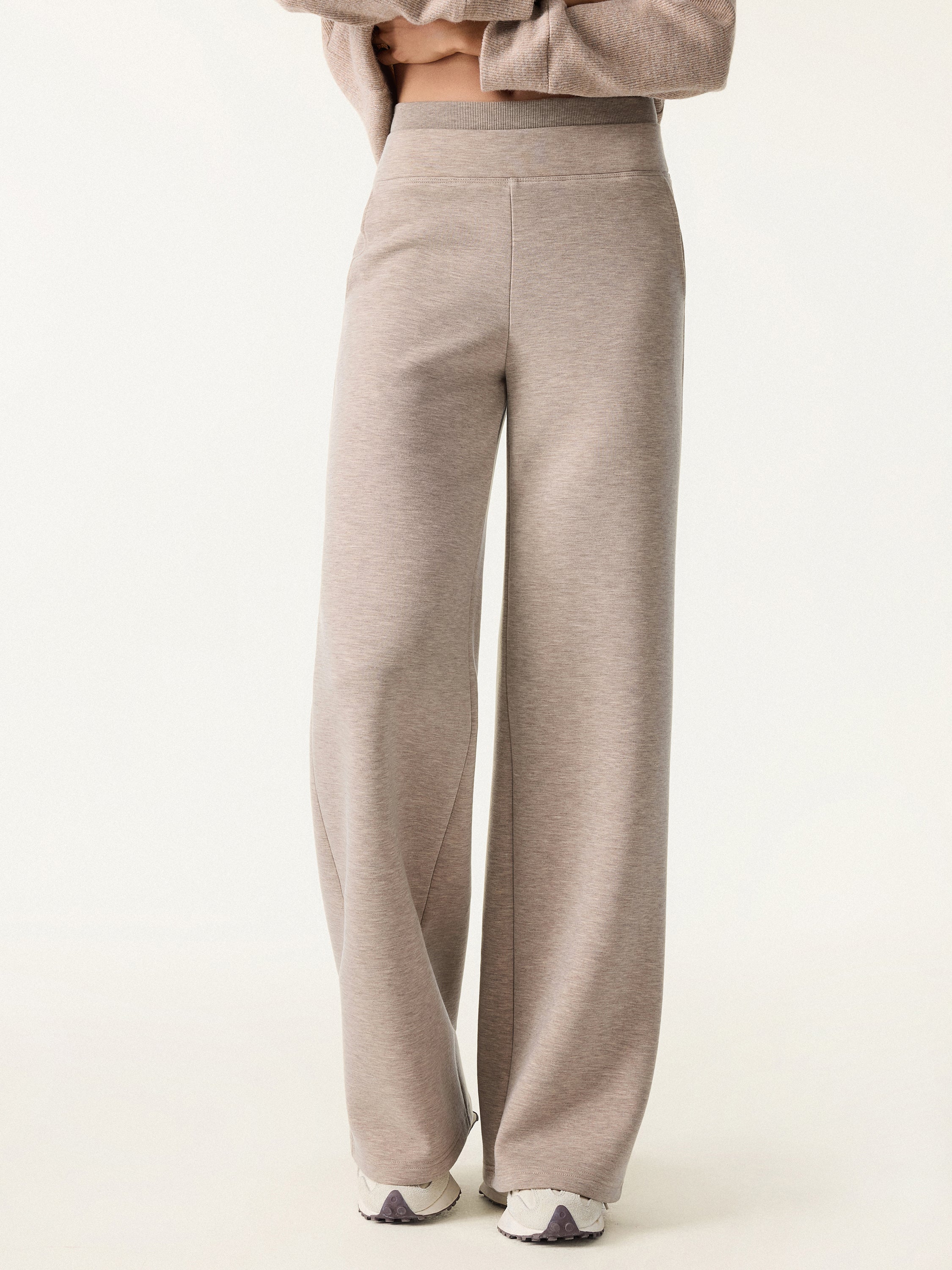 Double Waistband Straight Leg Pants with Pockets