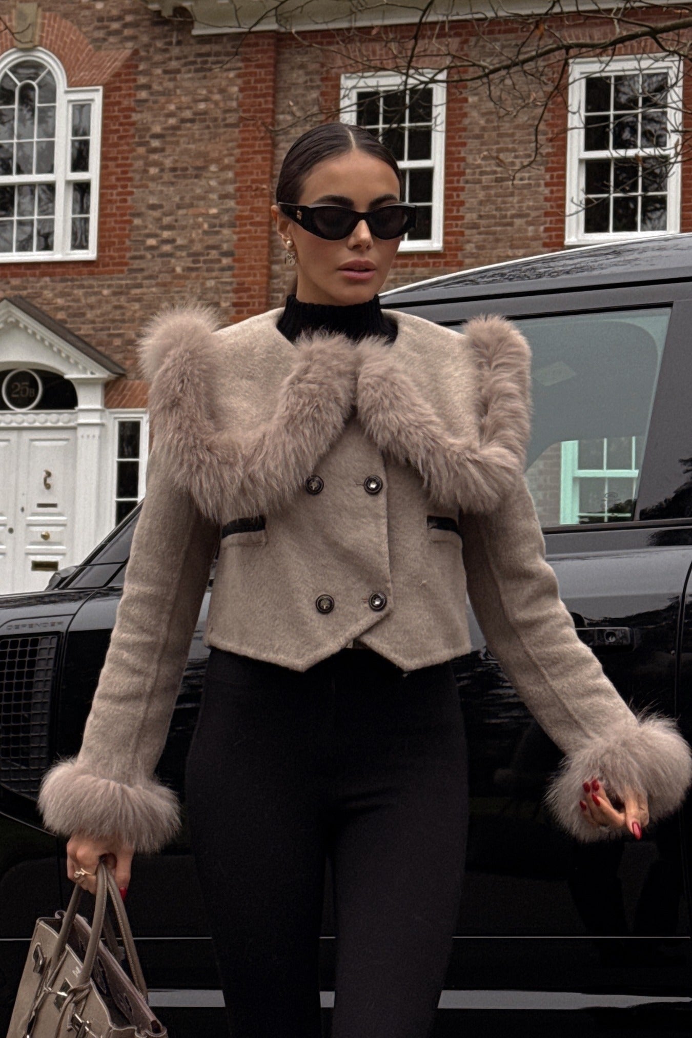 Hallie | Veste croisée à bordure en fausse fourrure