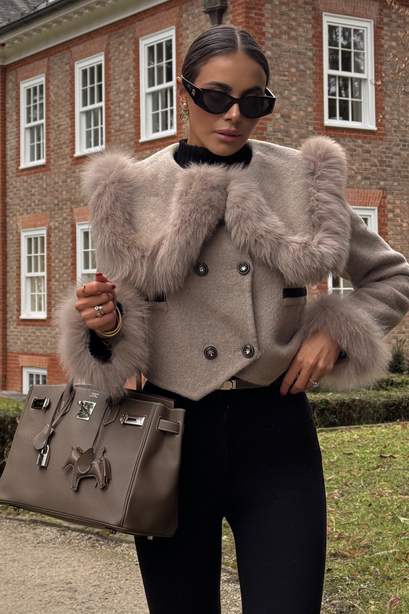 Hallie | Veste croisée à bordure en fausse fourrure