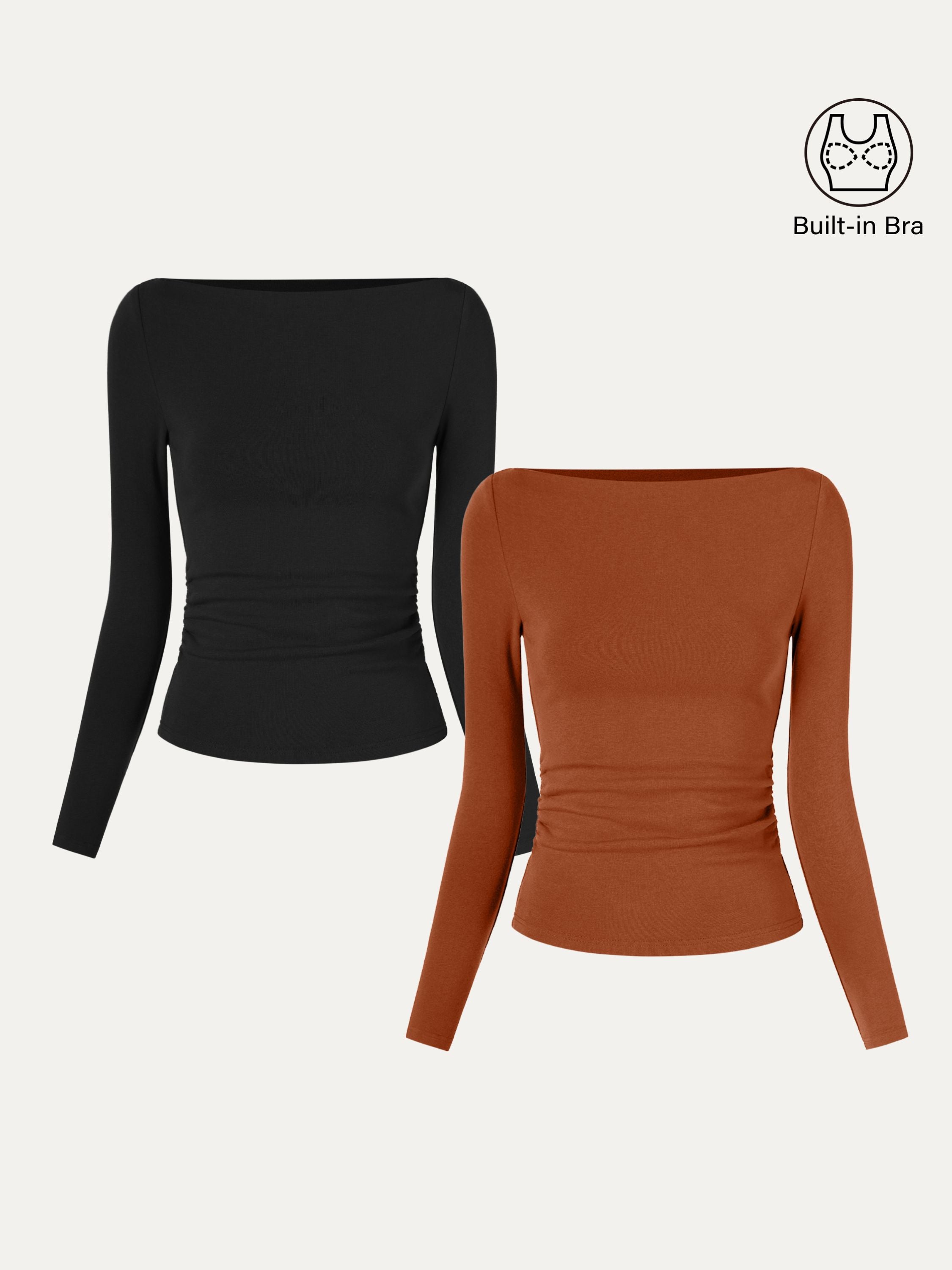 Modern Side Ruched Boatneck Brami Top