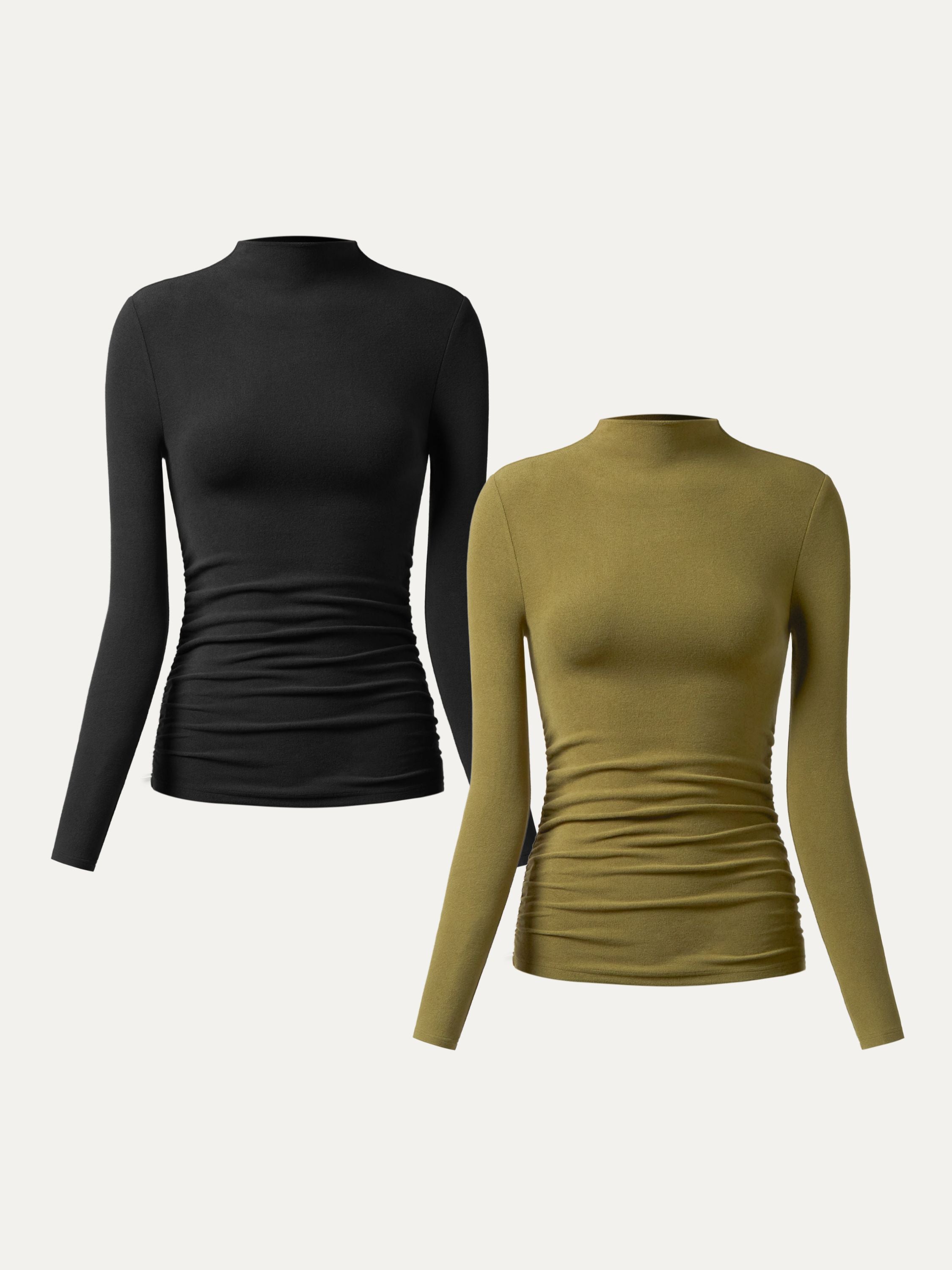 Mockneck Top with Gathered Sides Eco-Mousse®