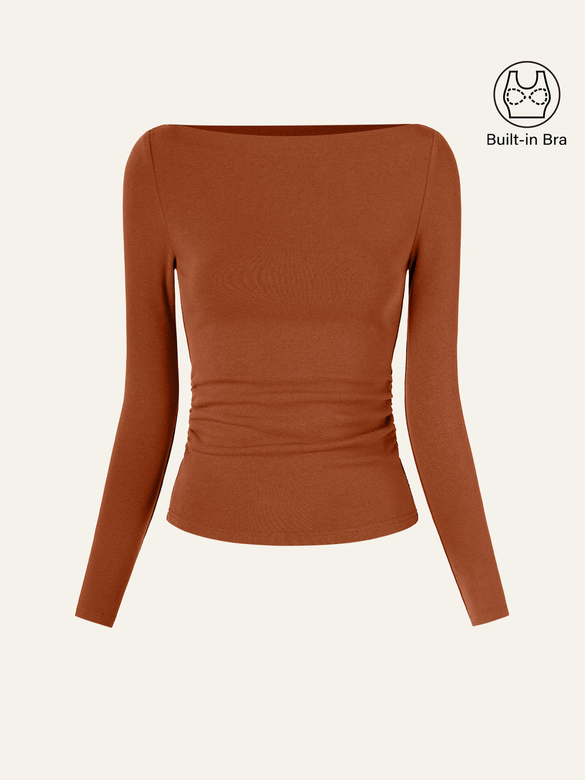 Modern Side Ruched Boatneck Brami Top