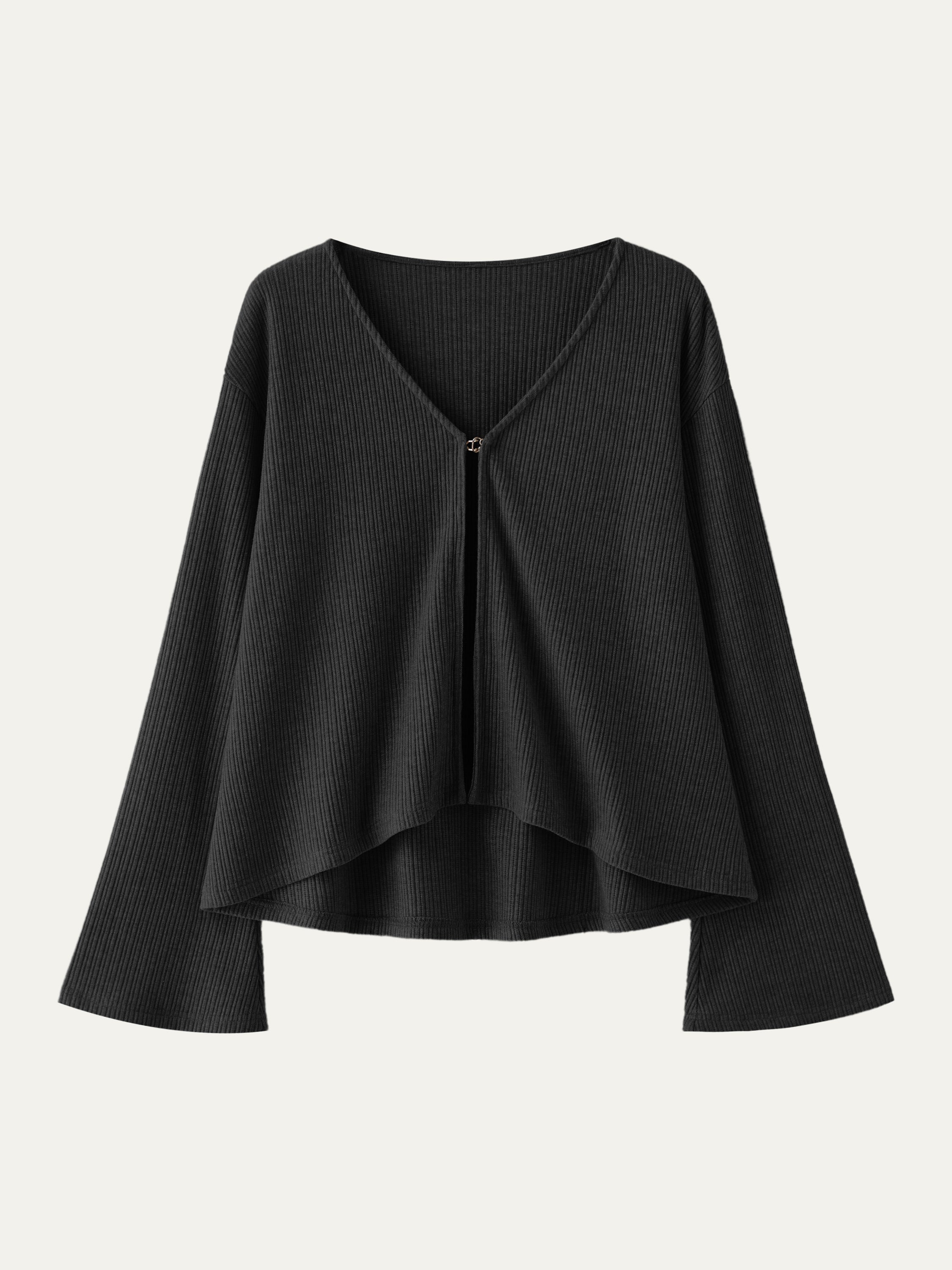 Cardigan évasé à col en V et manches longues