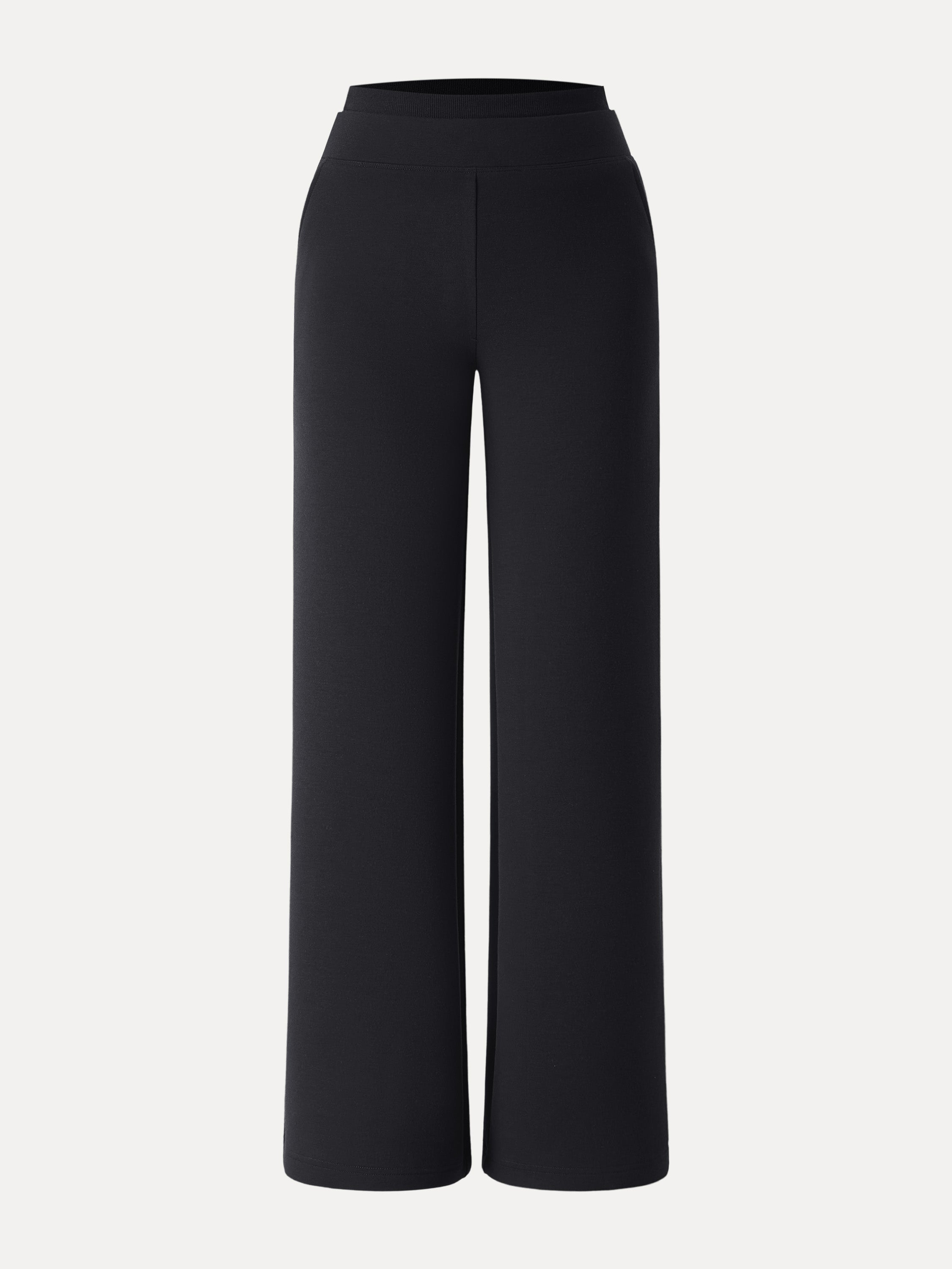 Double Waistband Straight Leg Pants with Pockets