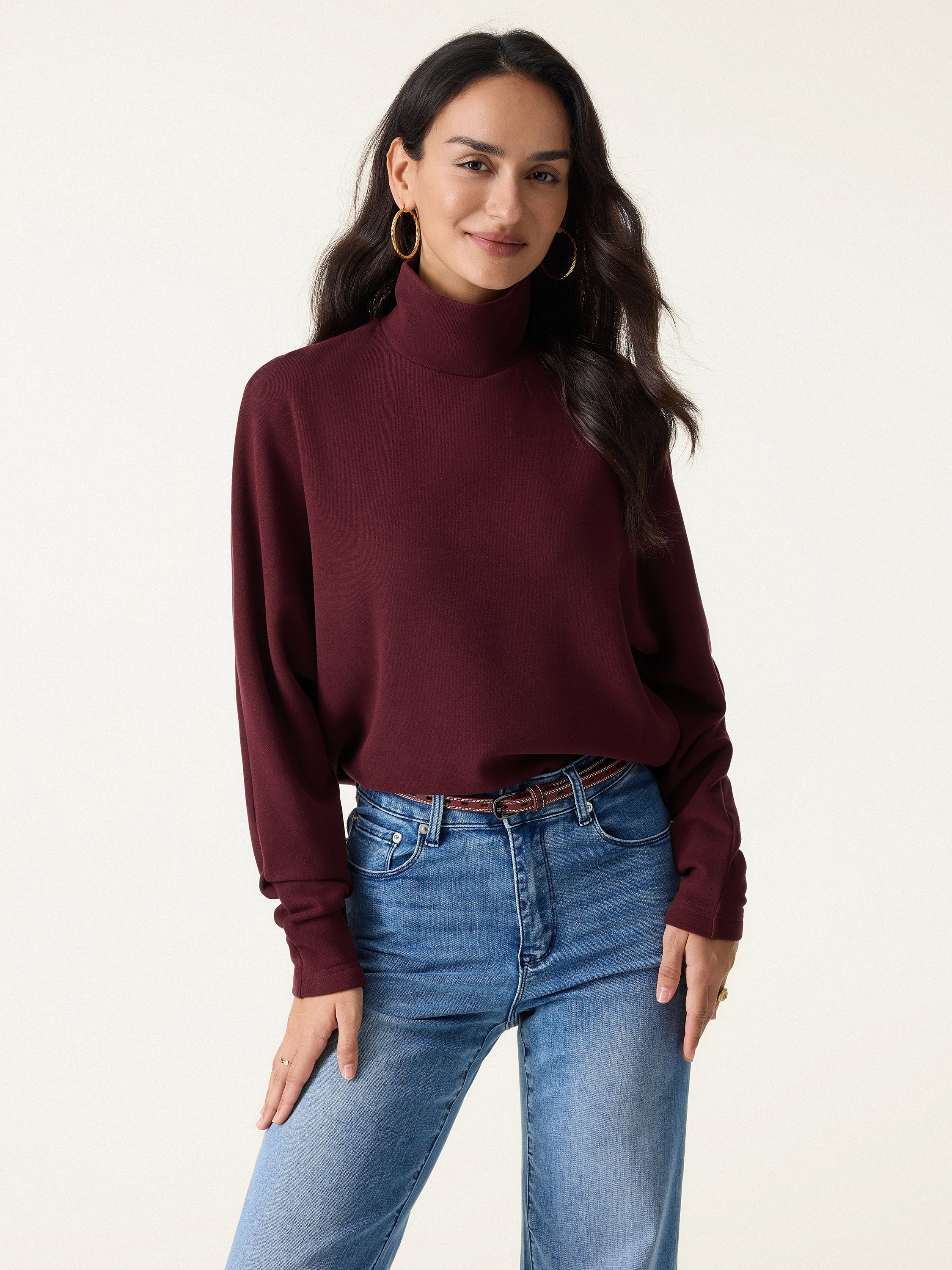 Cozy Warm Turtleneck Batwing Sleeve Brami