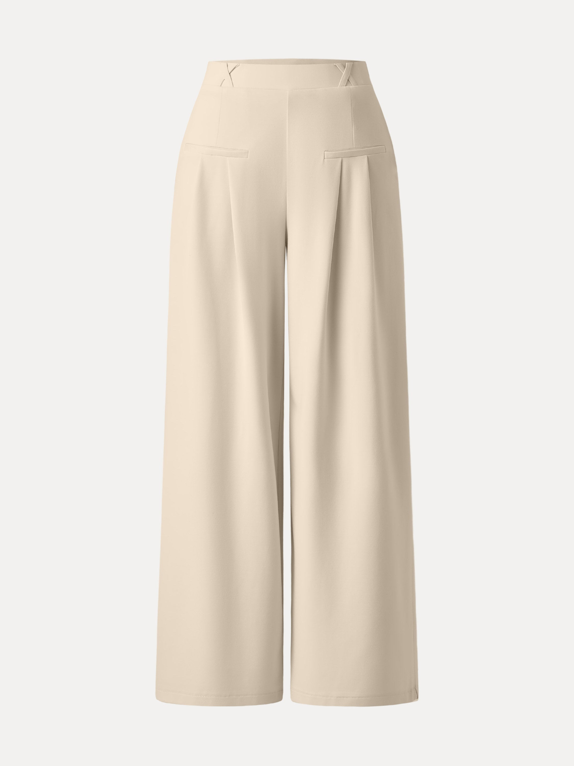 Drapey Bamboo Ponte Mid Rise Wide Leg Trouser with Pockets