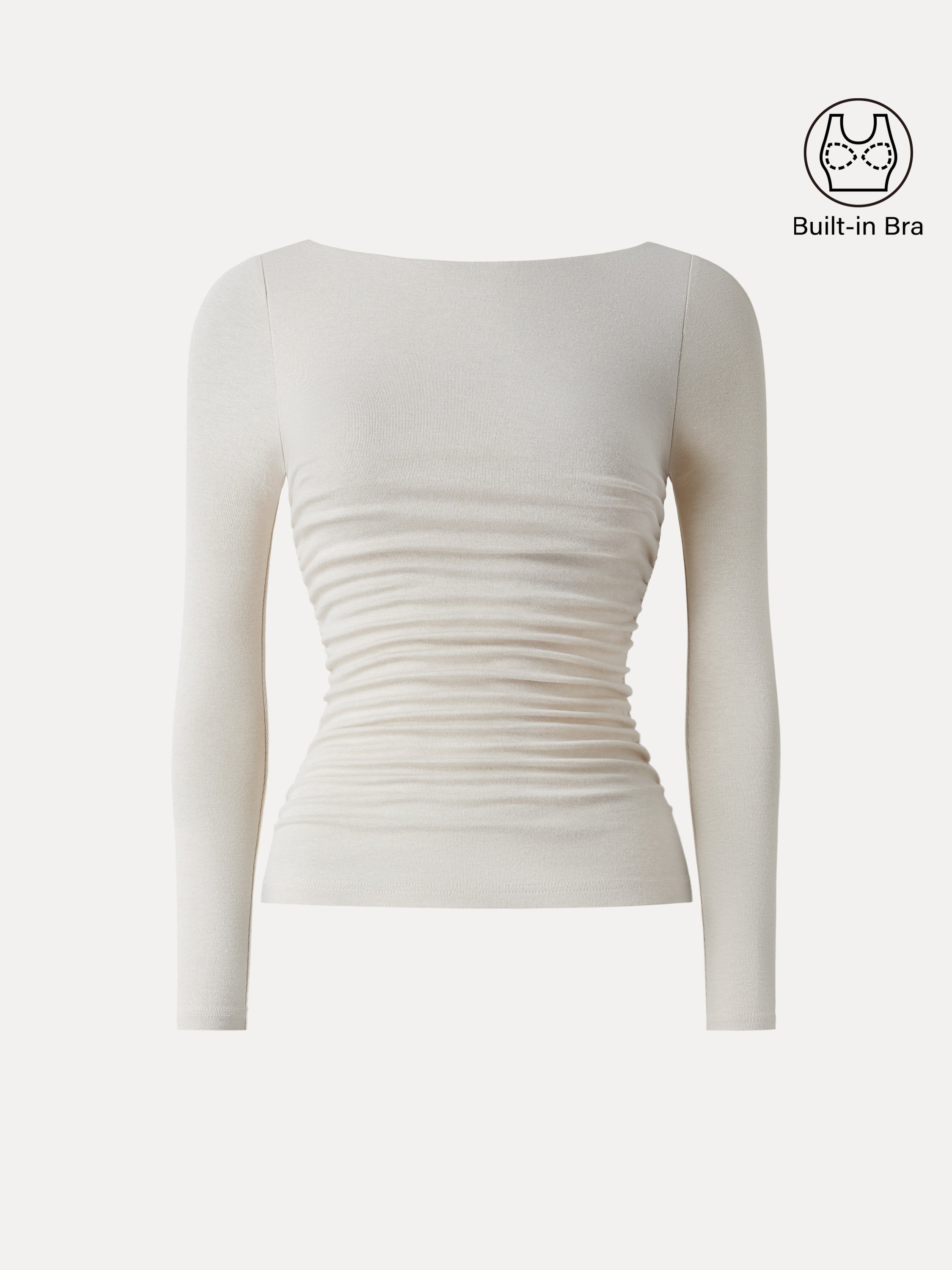 Light Warm Boatneck Ruched Brami Top