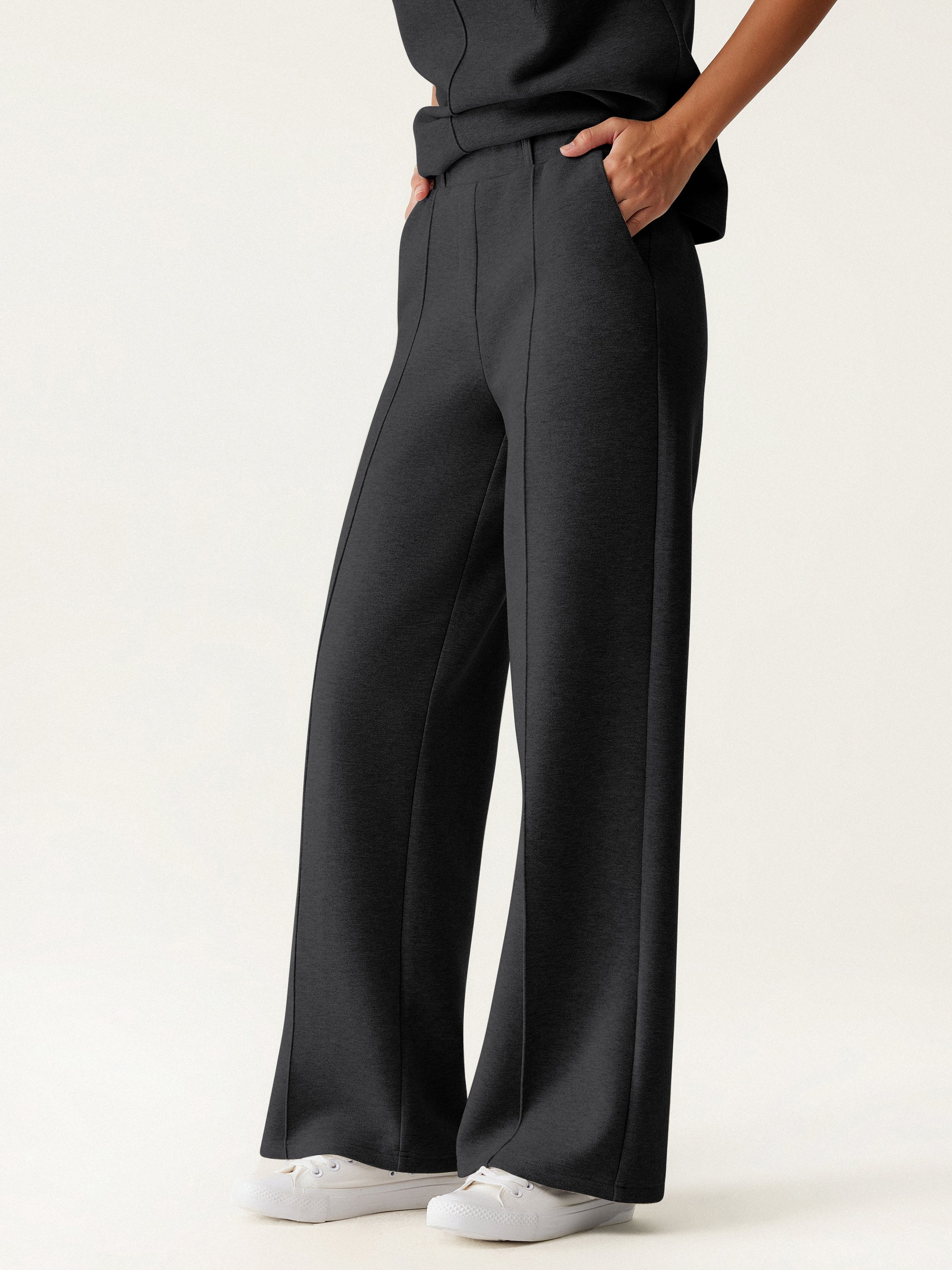 High Waisted Straight Leg Pull On Pant