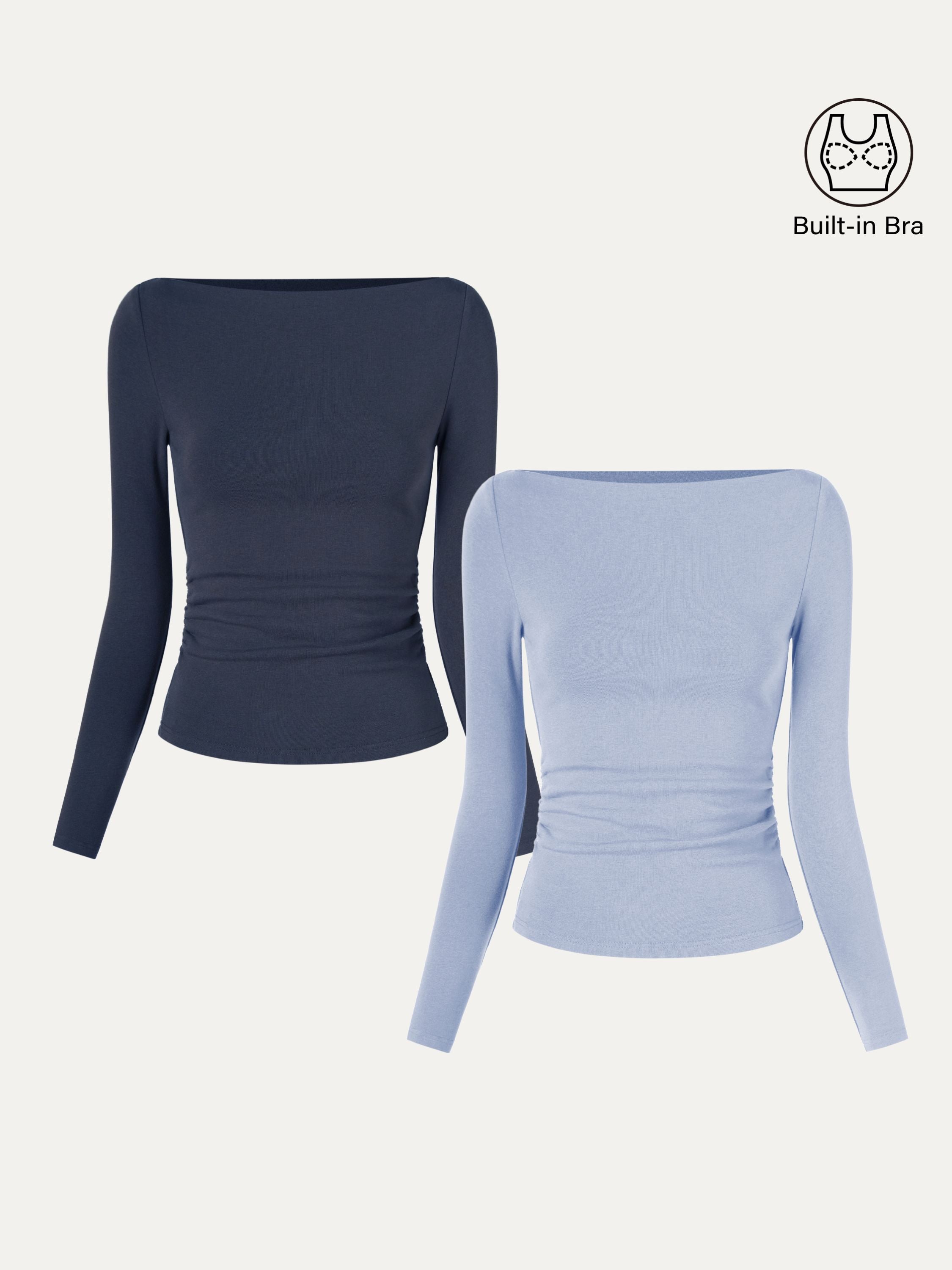 Modern Side Ruched Boatneck Brami Top