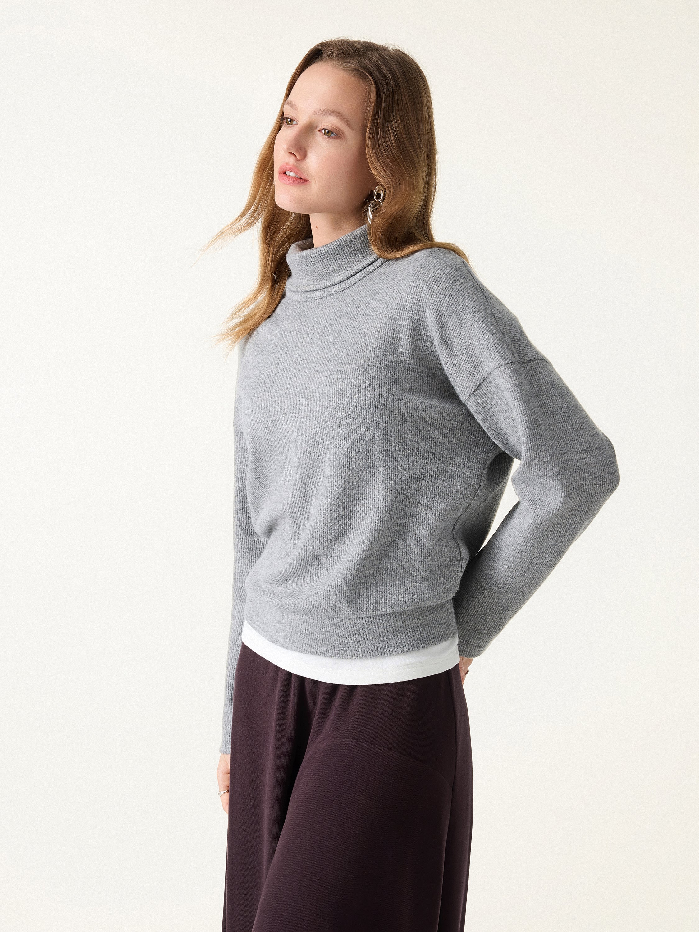 Turtleneck Relaxed Fit Long Sleeve Top