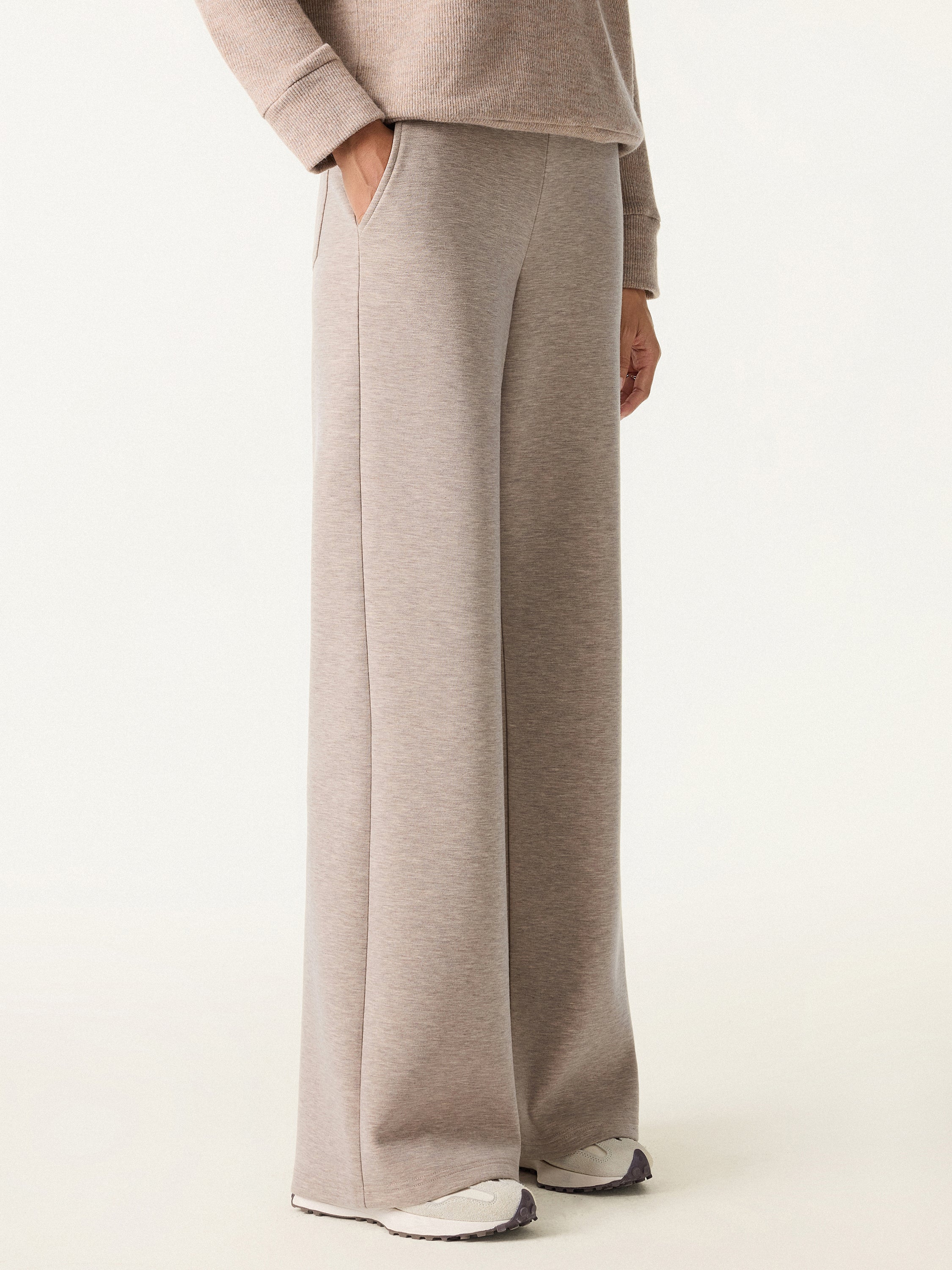 Double Waistband Straight Leg Pants with Pockets