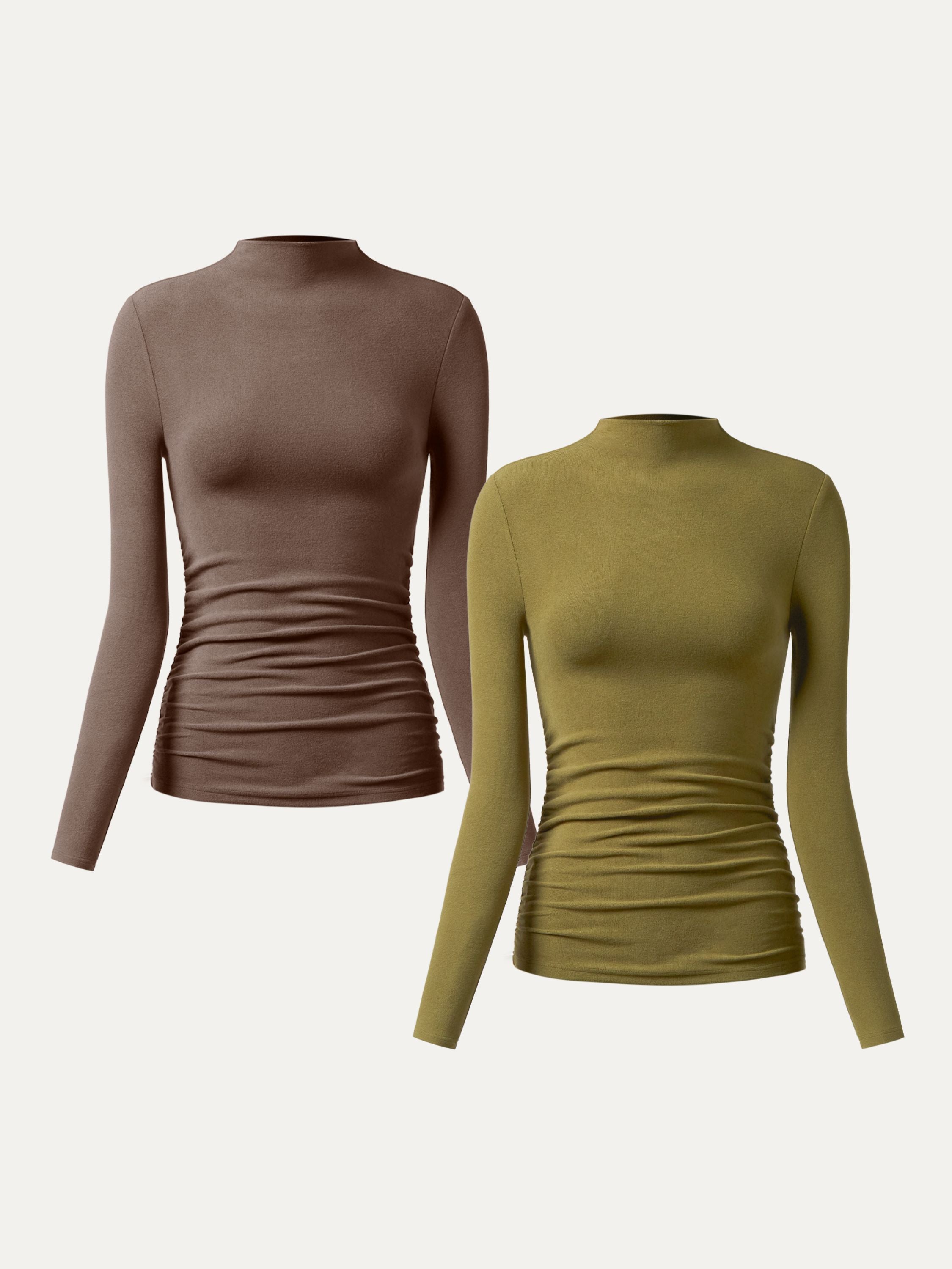 Mockneck Top with Gathered Sides Eco-Mousse®