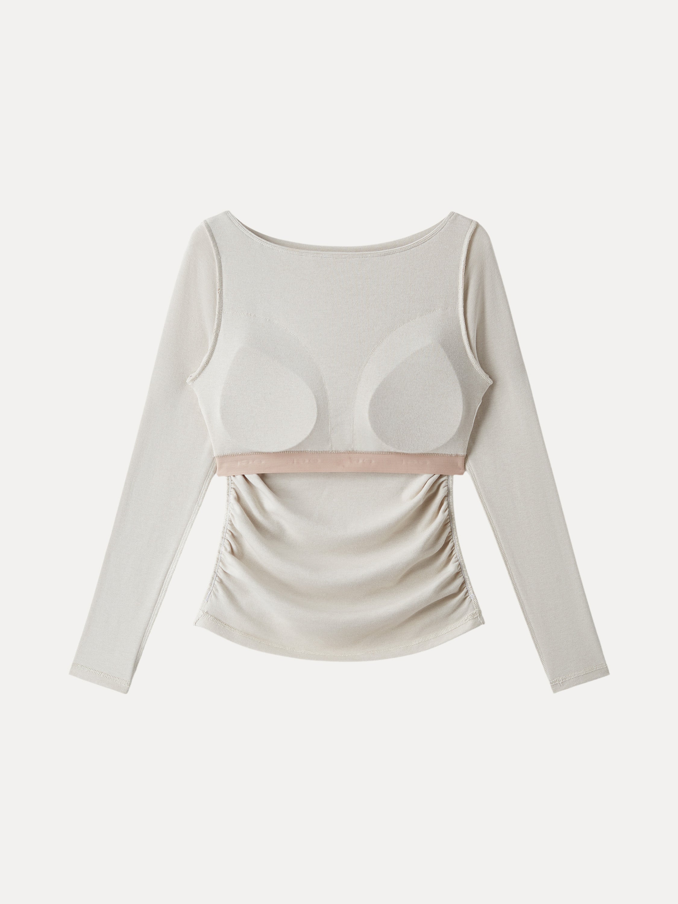 Light Warm Boatneck Ruched Brami Top