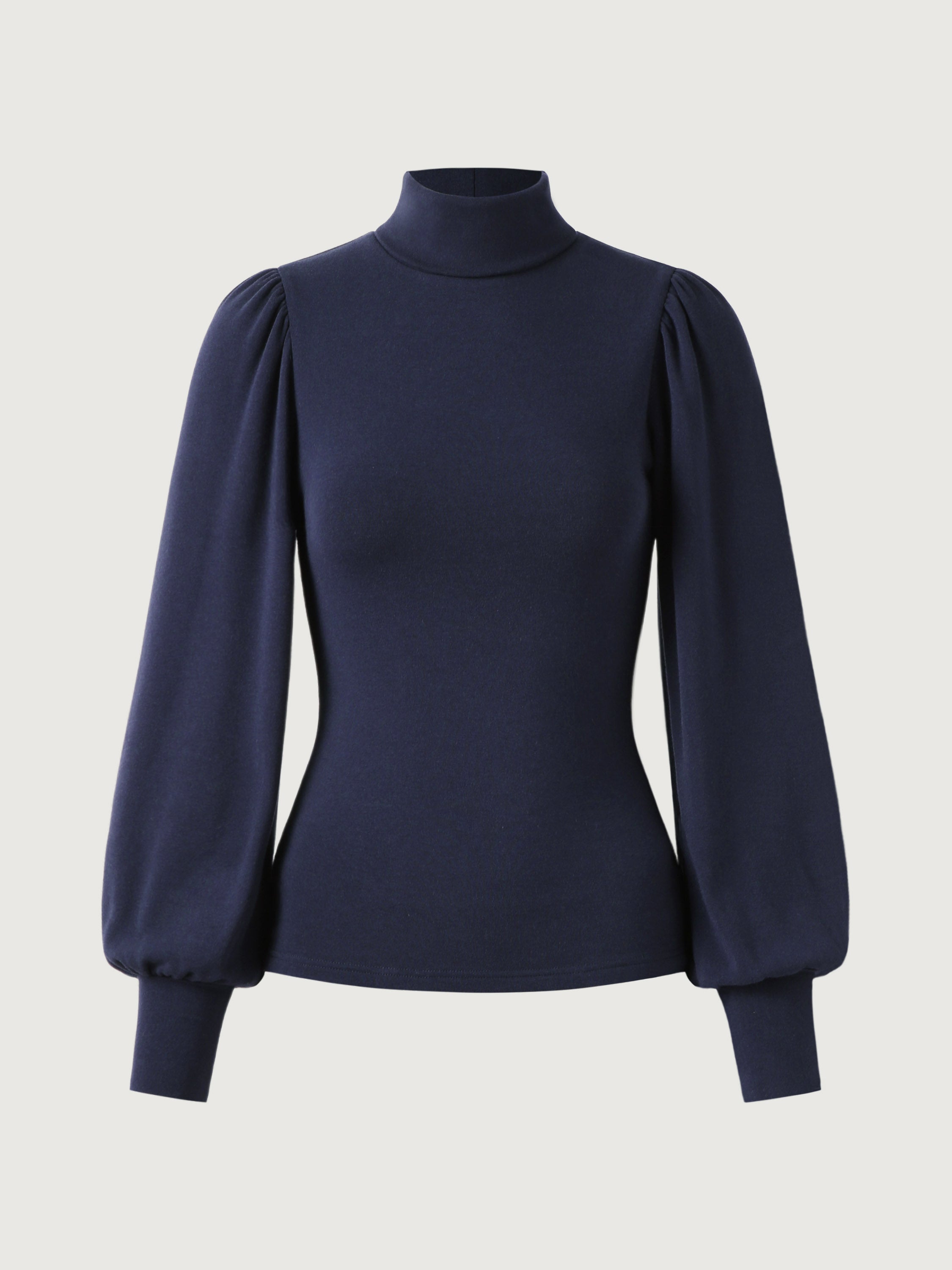 Puffed Sleeve Turtleneck Top Eco-Mousse®2.0
