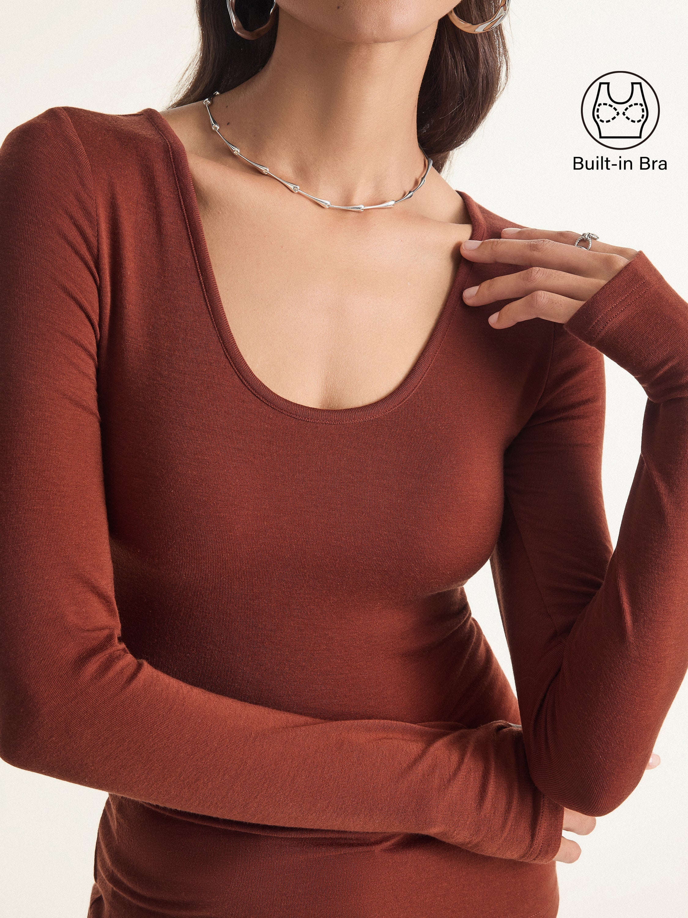 Lyocell Cashmere Scoop Neck Thumbhole Brami