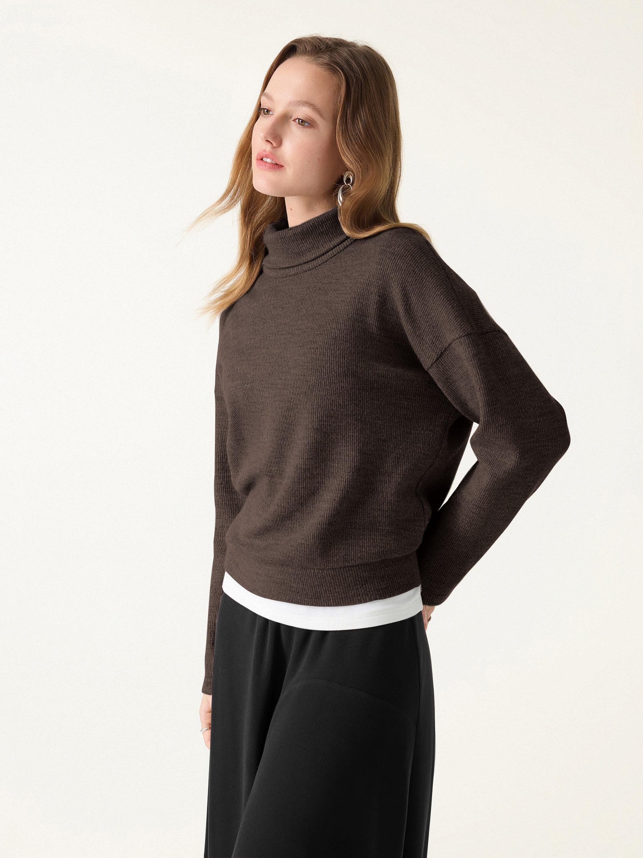 Turtleneck Relaxed Fit Long Sleeve Top