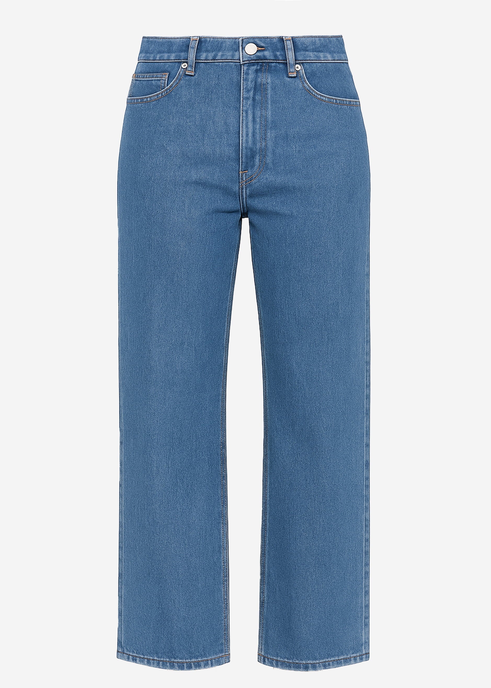 Highwaist Jeans mit diagonalem Reißverschluss - blau