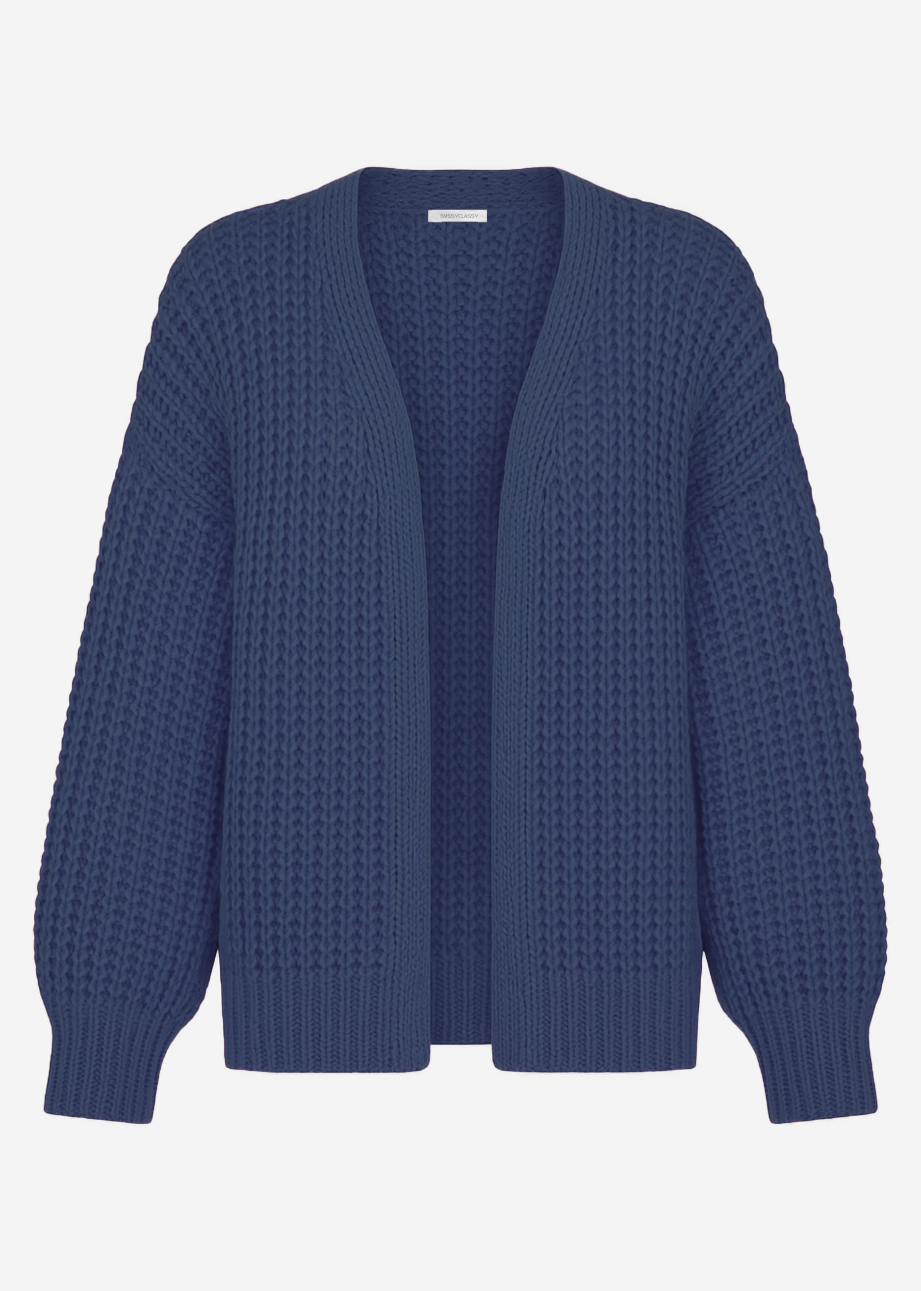 Offener Grobstrick-Cardigan - blau