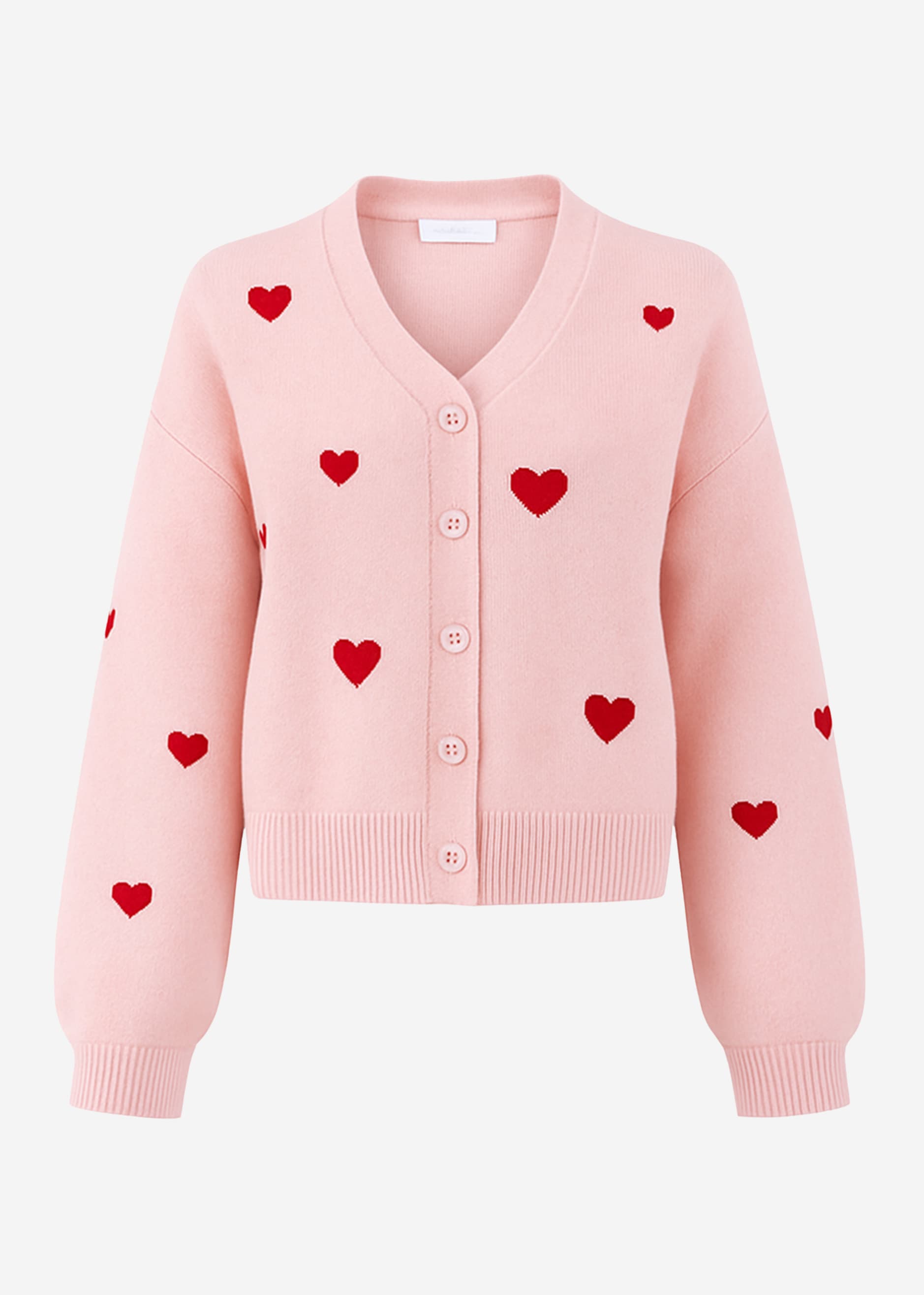 Cardigan mit roten Herzen - rosa