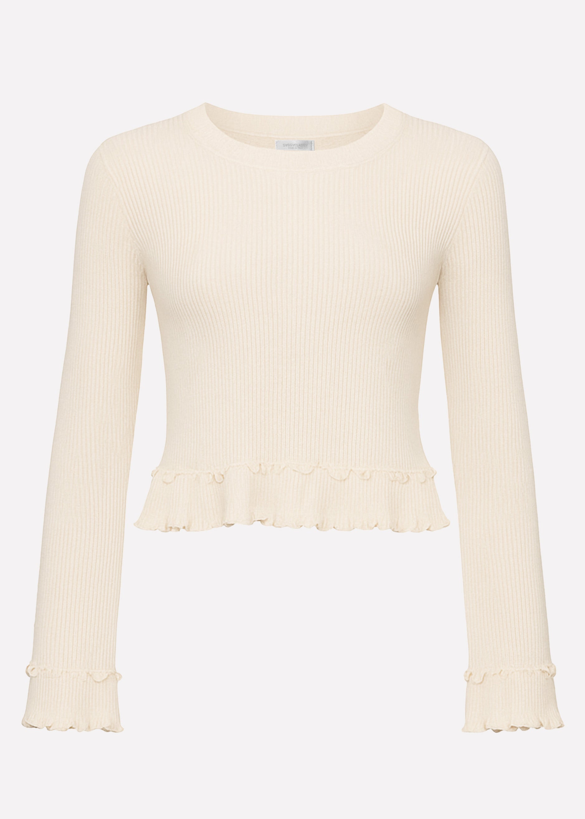 Langarmshirt mit Volants - beige