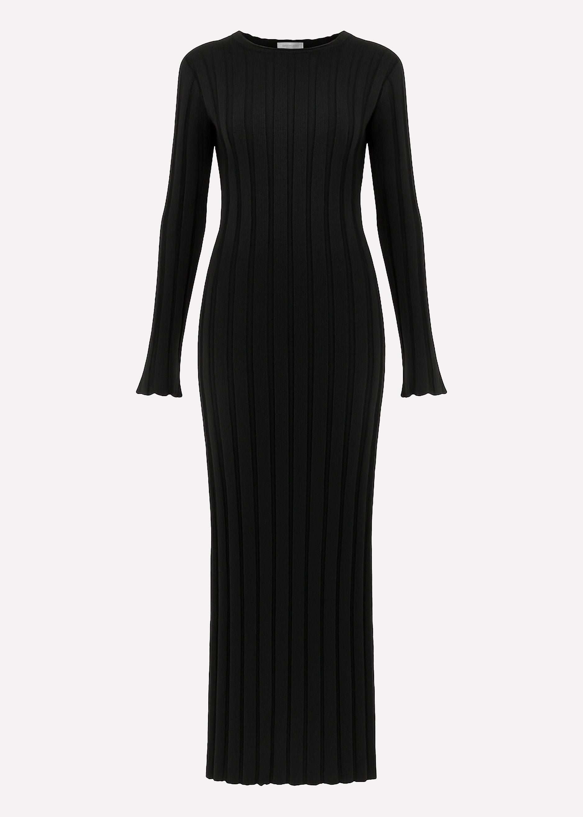 Maxi-Strickkleid in Rippoptik - schwarz