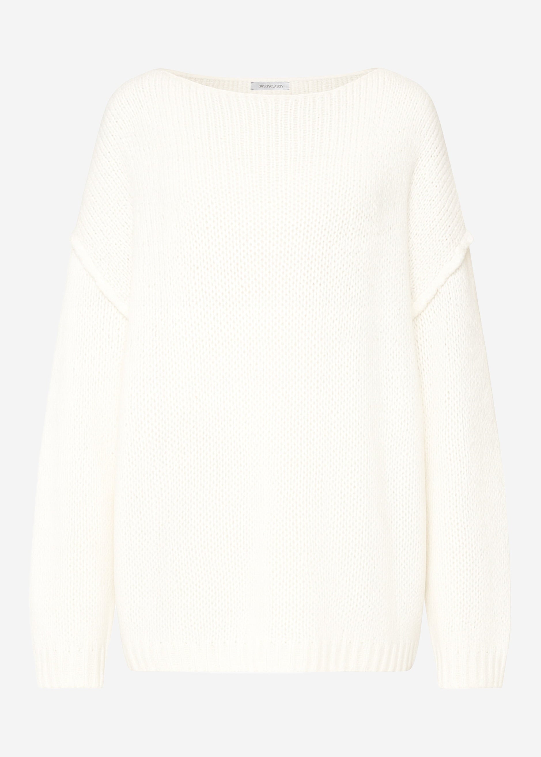 Oversize-Pullover mit Rundhalsausschnitt - weiß