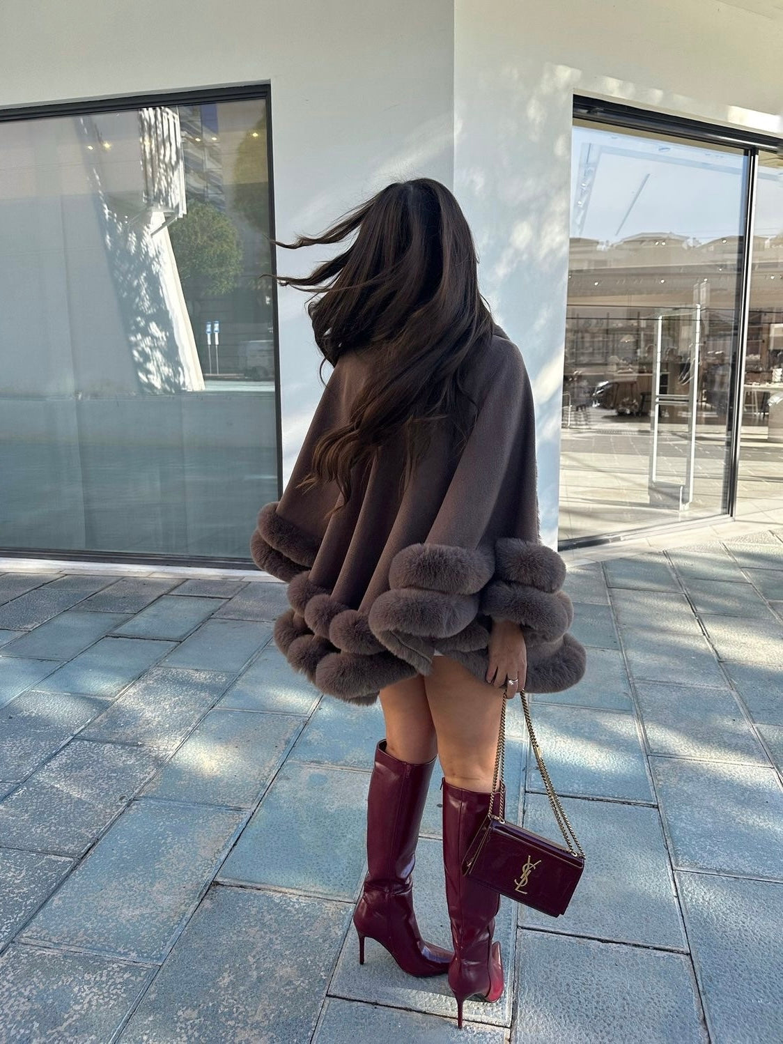 Norway | Winter cape trimmed with faux fur