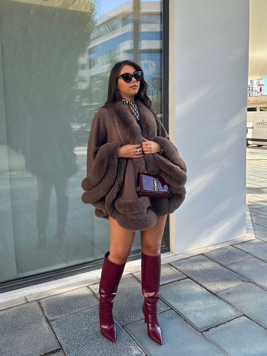 Norway | Winter cape trimmed with faux fur