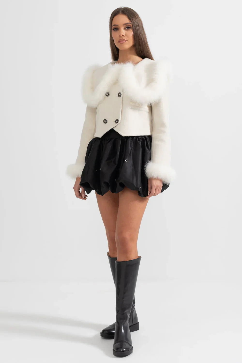 Hallie | Veste croisée à bordure en fausse fourrure