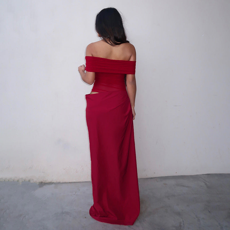 Maisy | Schulterfreies Maxikleid aus Mesh