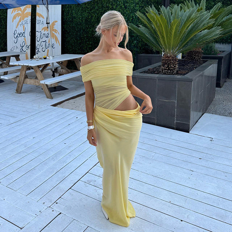 Maisy | Schulterfreies Maxikleid aus Mesh