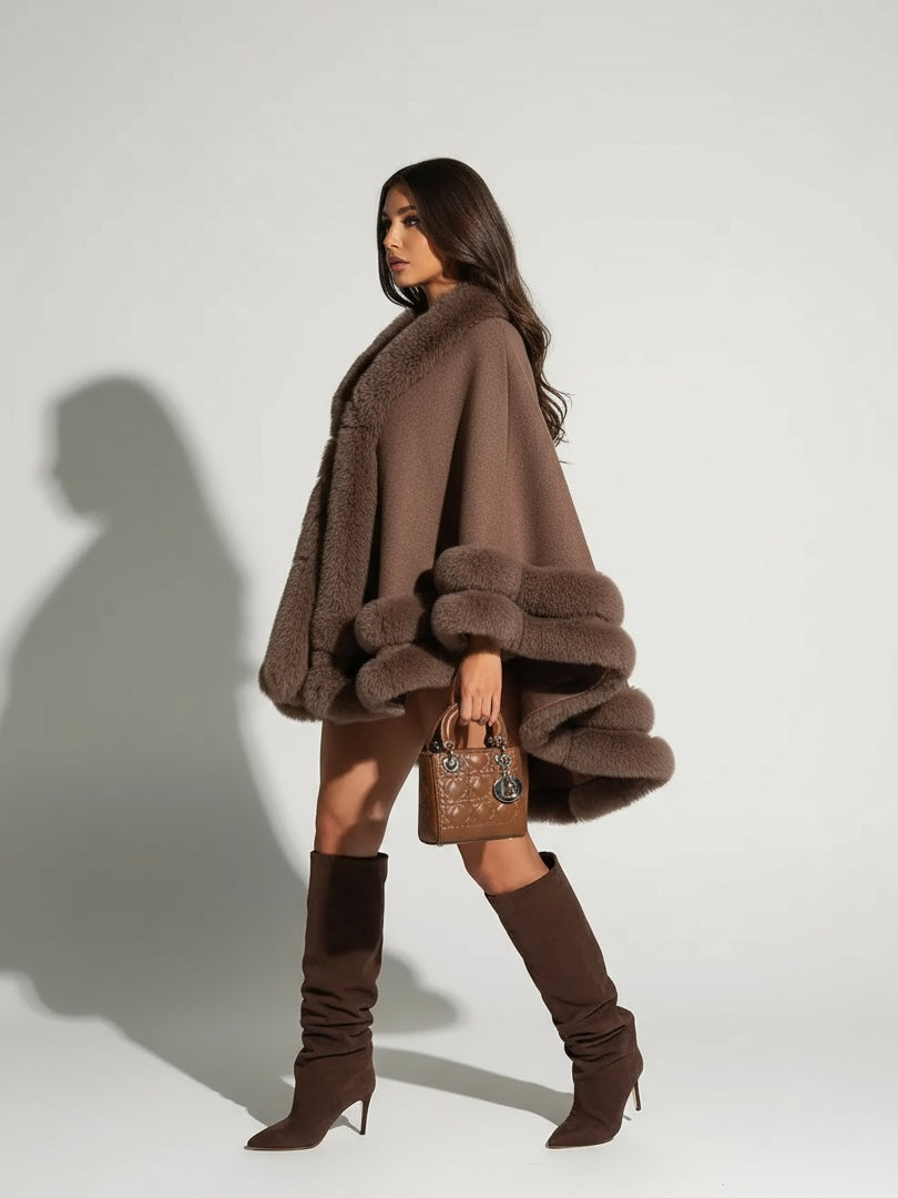 Norway | Winter cape trimmed with faux fur