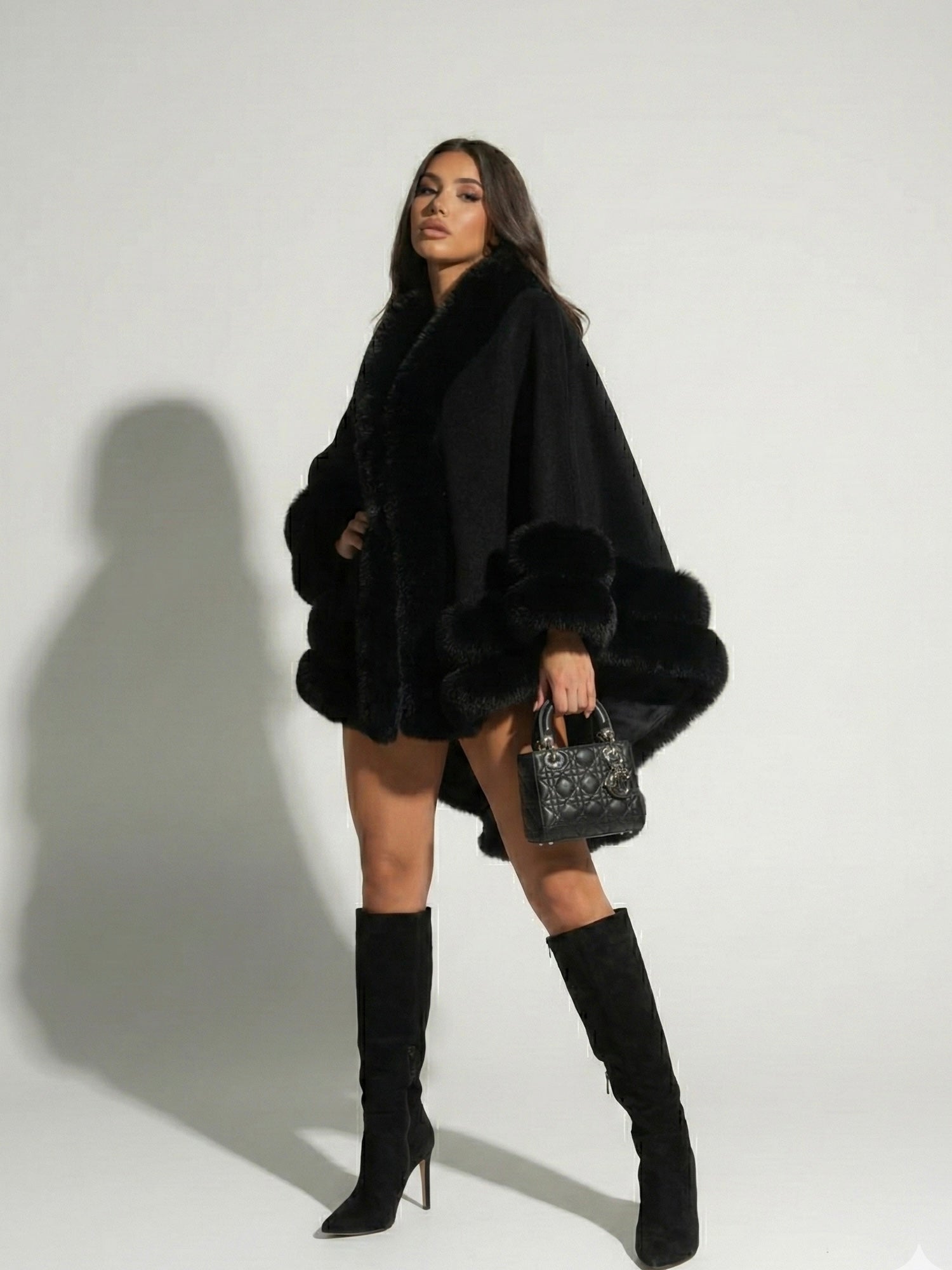 Norway | Winter cape trimmed with faux fur