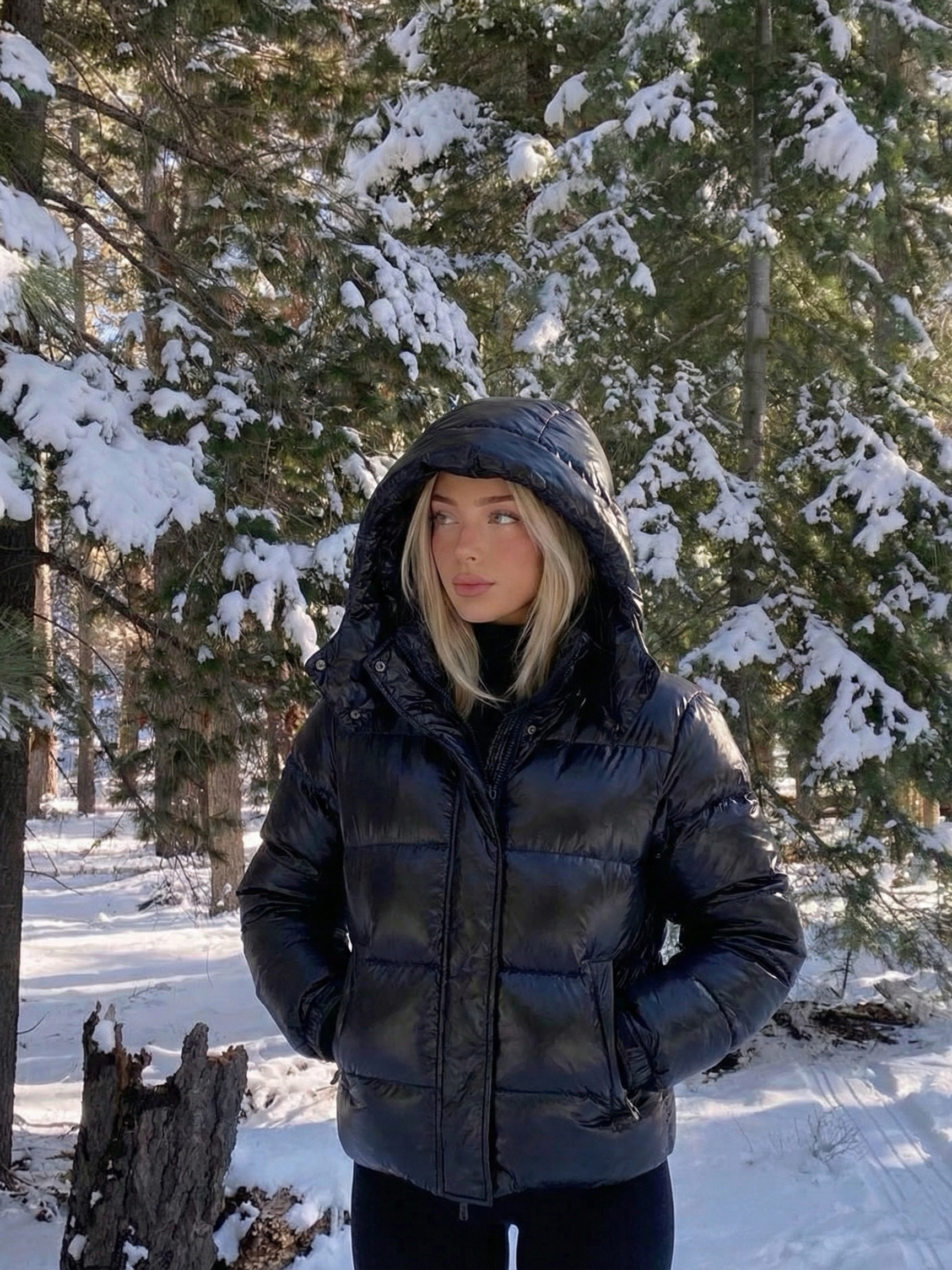 Copenhague | Doudoune à capuche brillante