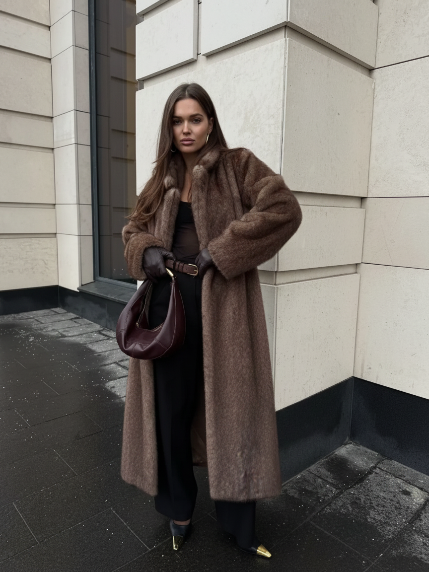 Erin | Manteau d'hiver long en fausse fourrure