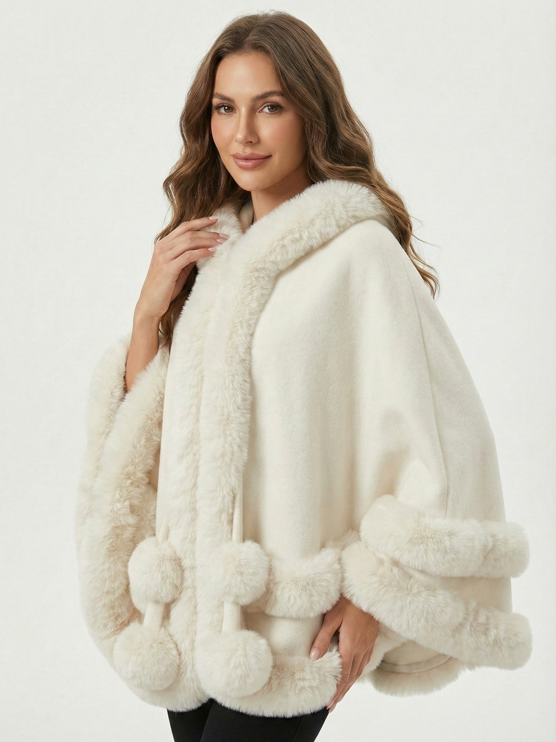 Norway | Winter cape trimmed with faux fur