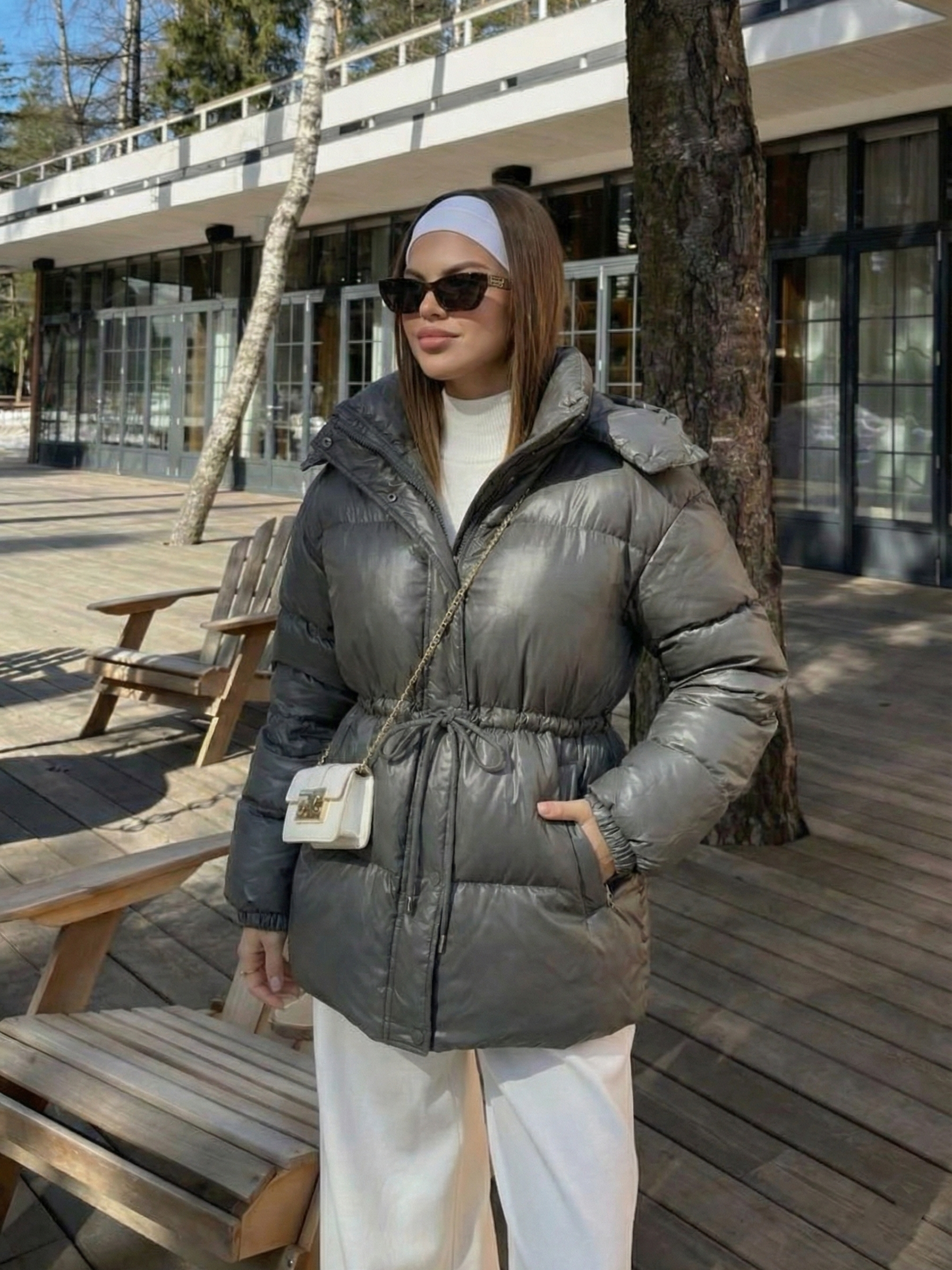 Maggie | Doudoune ceinturée à col montant