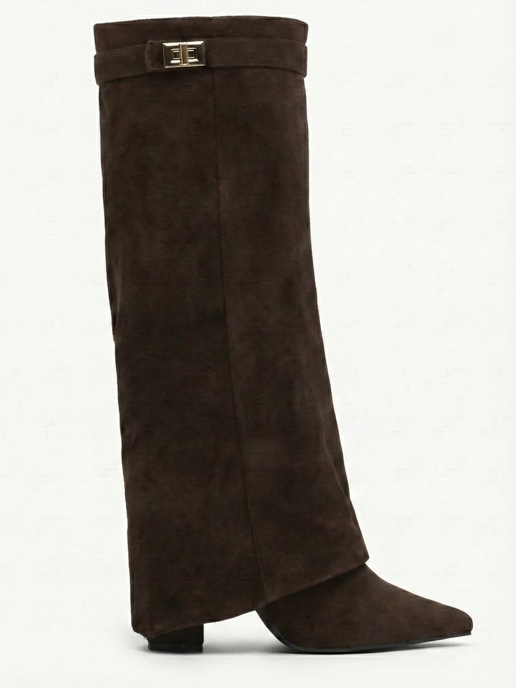 Women’s Tall Suede Boots with Slim Shaft and Pointed Toe