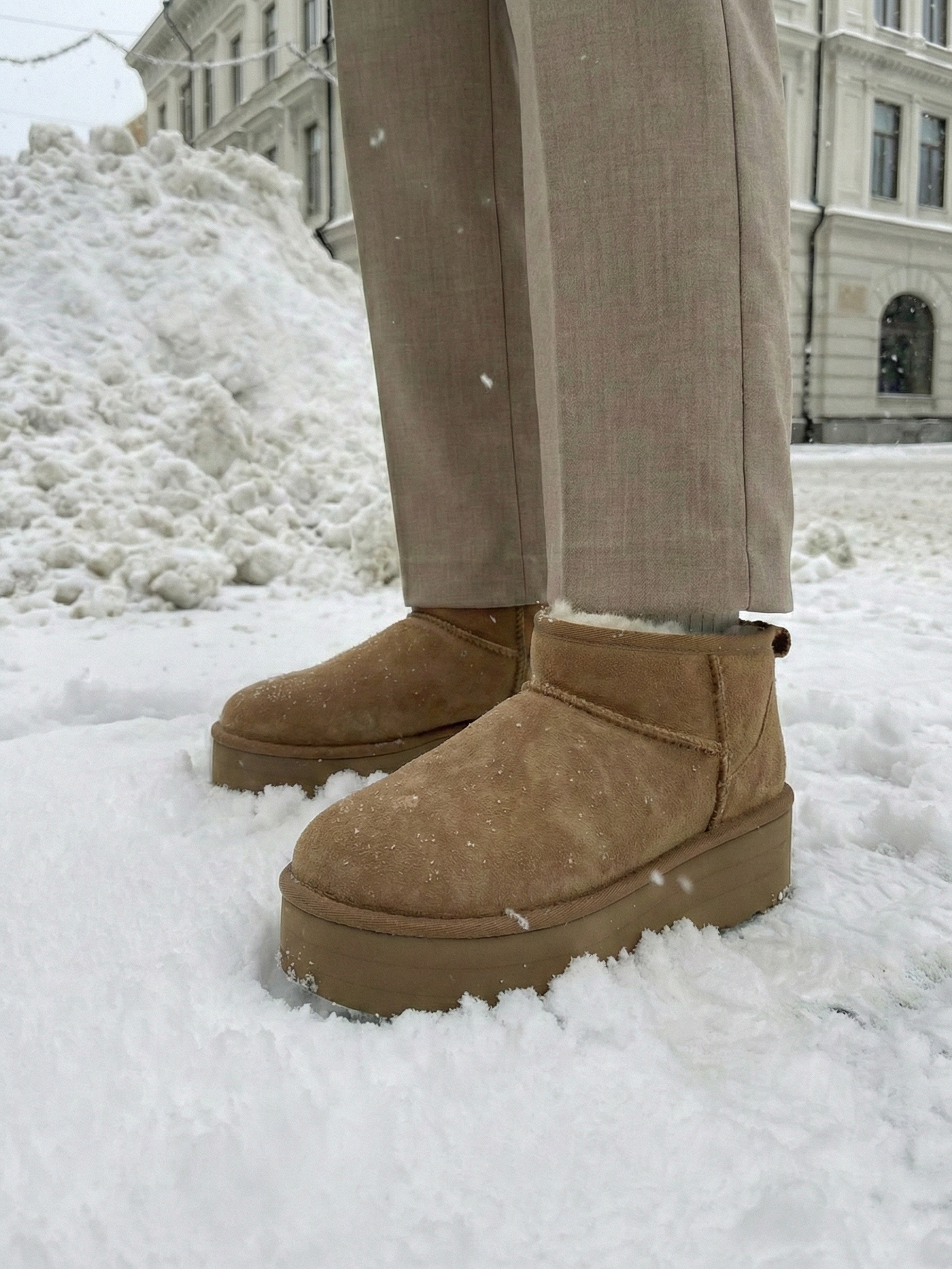 Bottes à plateforme effet daim avec doublure en fausse fourrure
