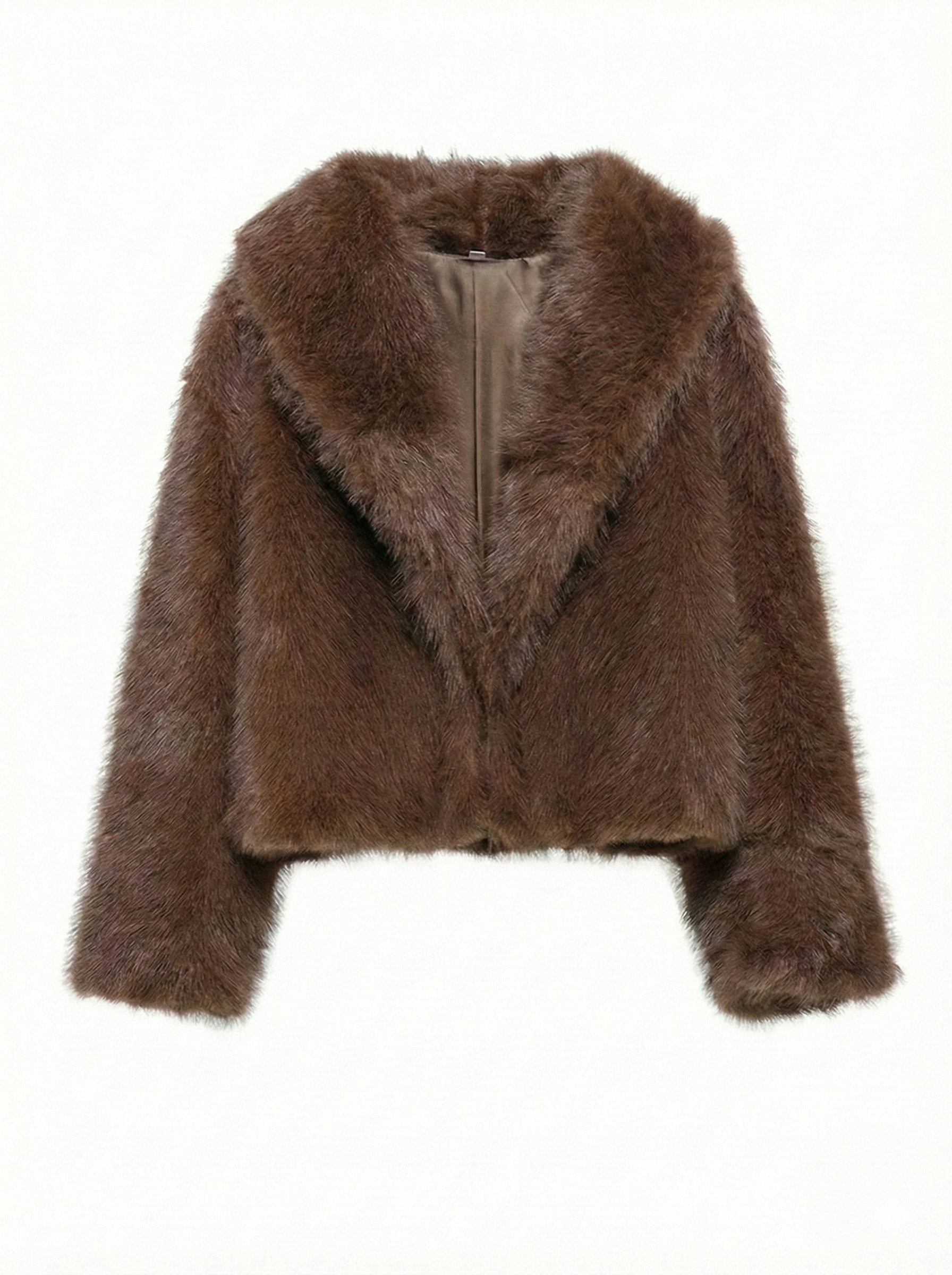 Ayla | Veste courte en fausse fourrure à large col