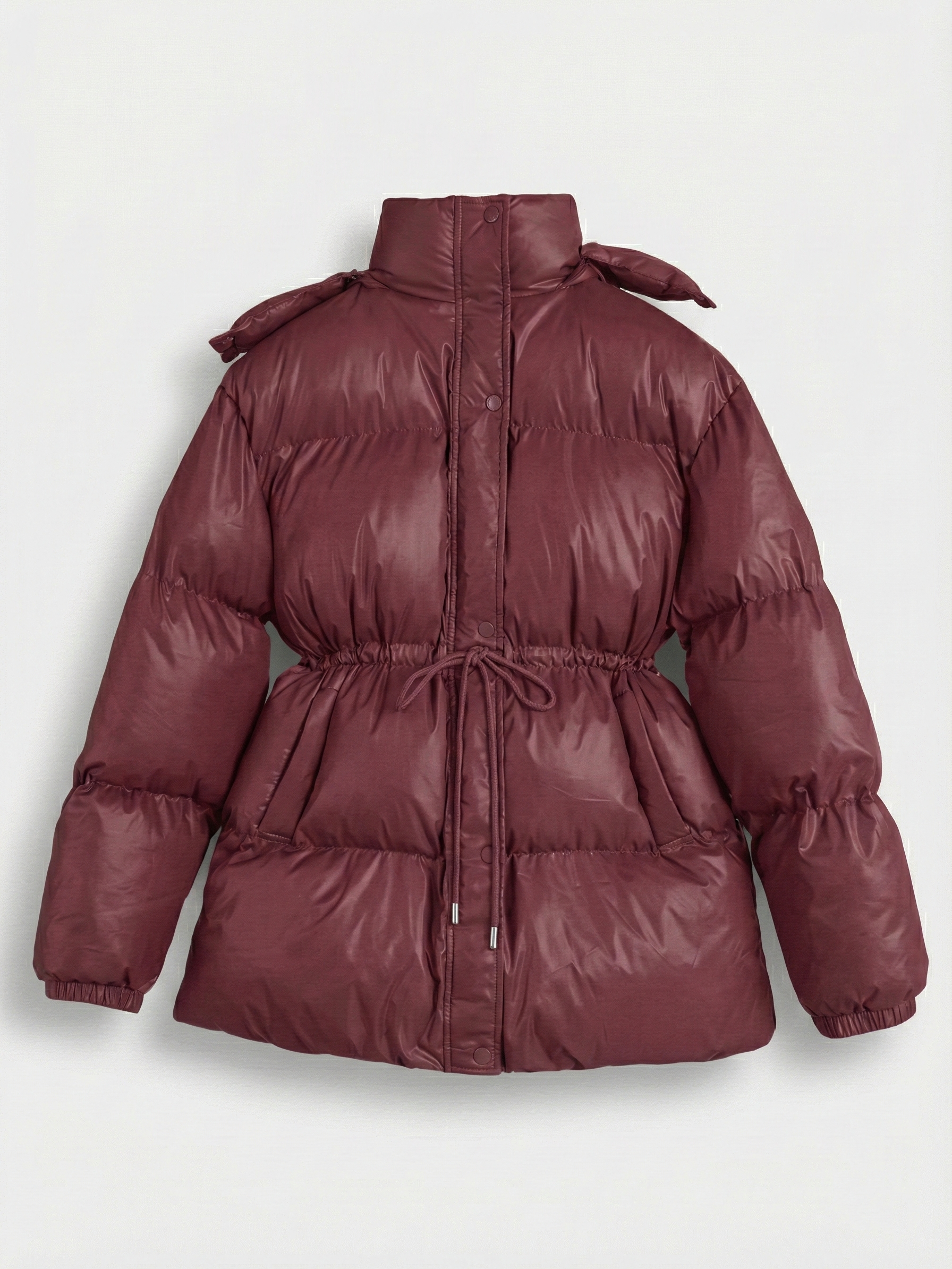 Maggie | Belted puffer jacket with stand-up collar