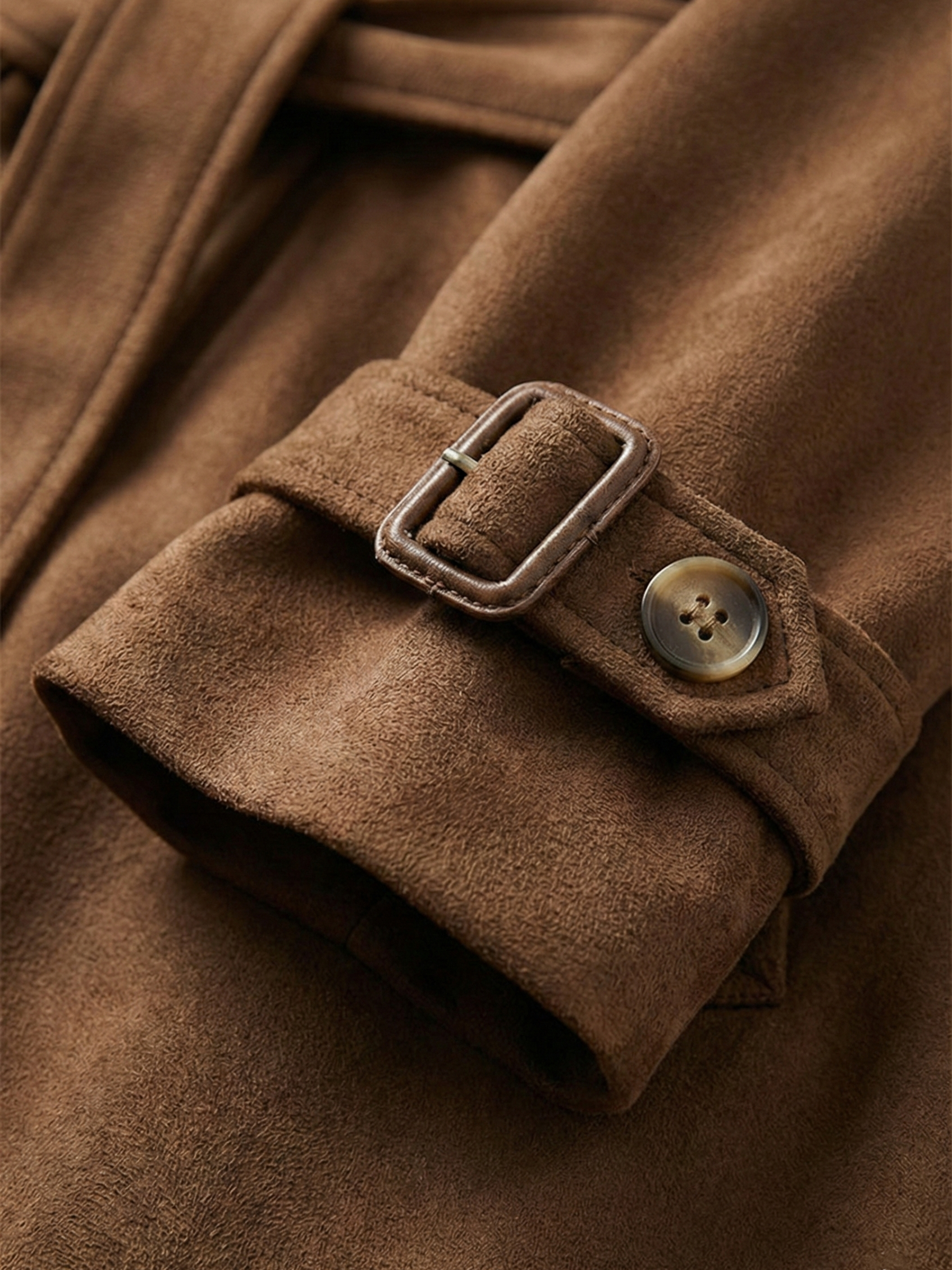 Molly | Long trench-coat en daim ceinturé