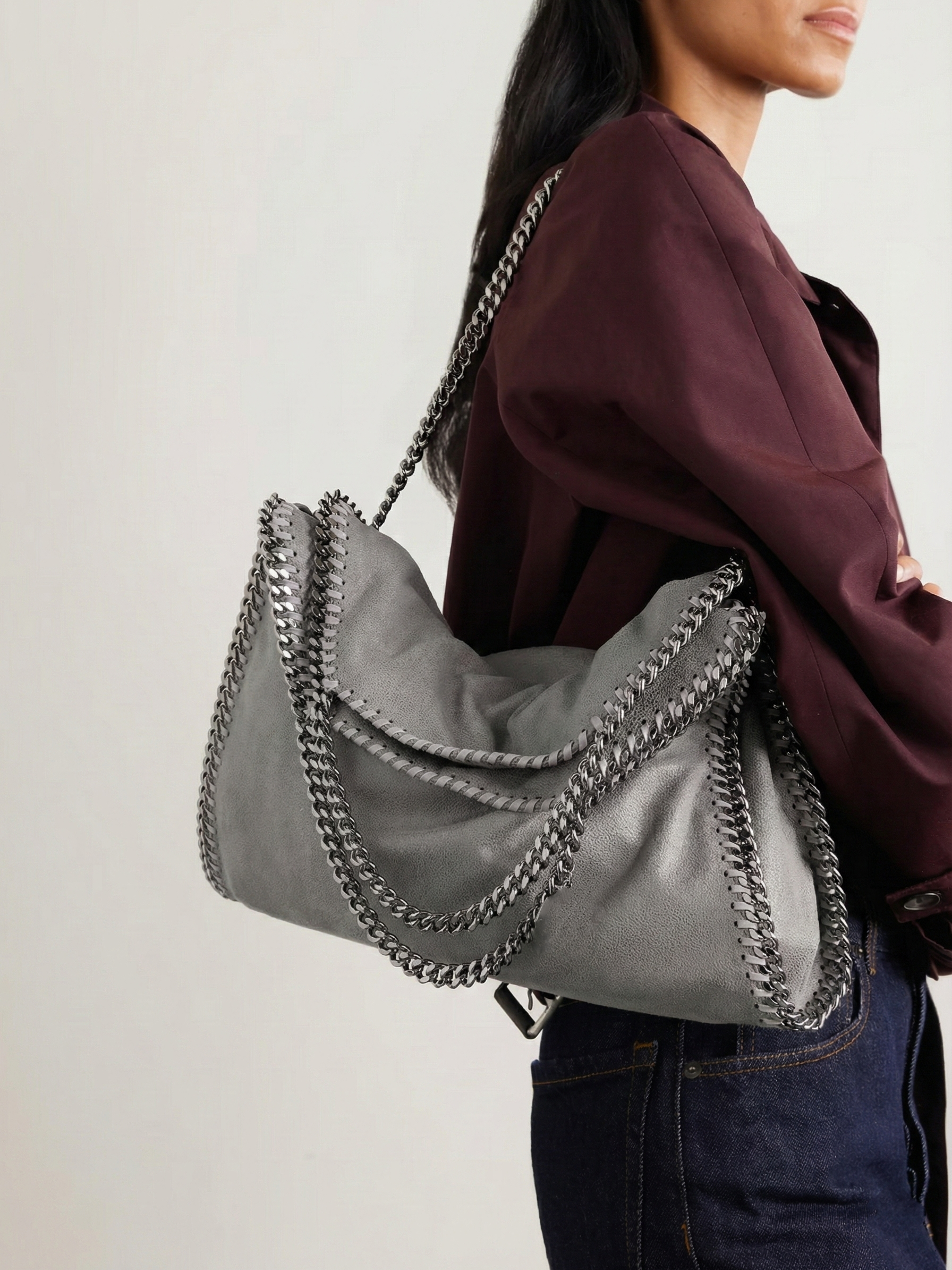 Skyla | Soft faux leather tote bag with chain strap