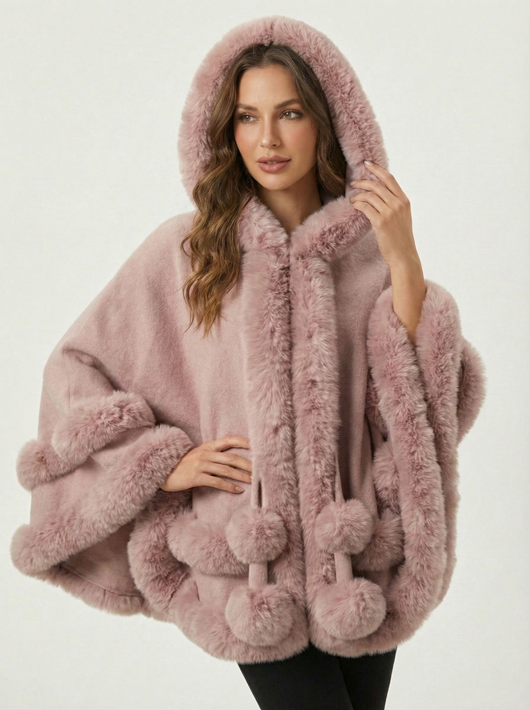 Norway | Winter cape trimmed with faux fur